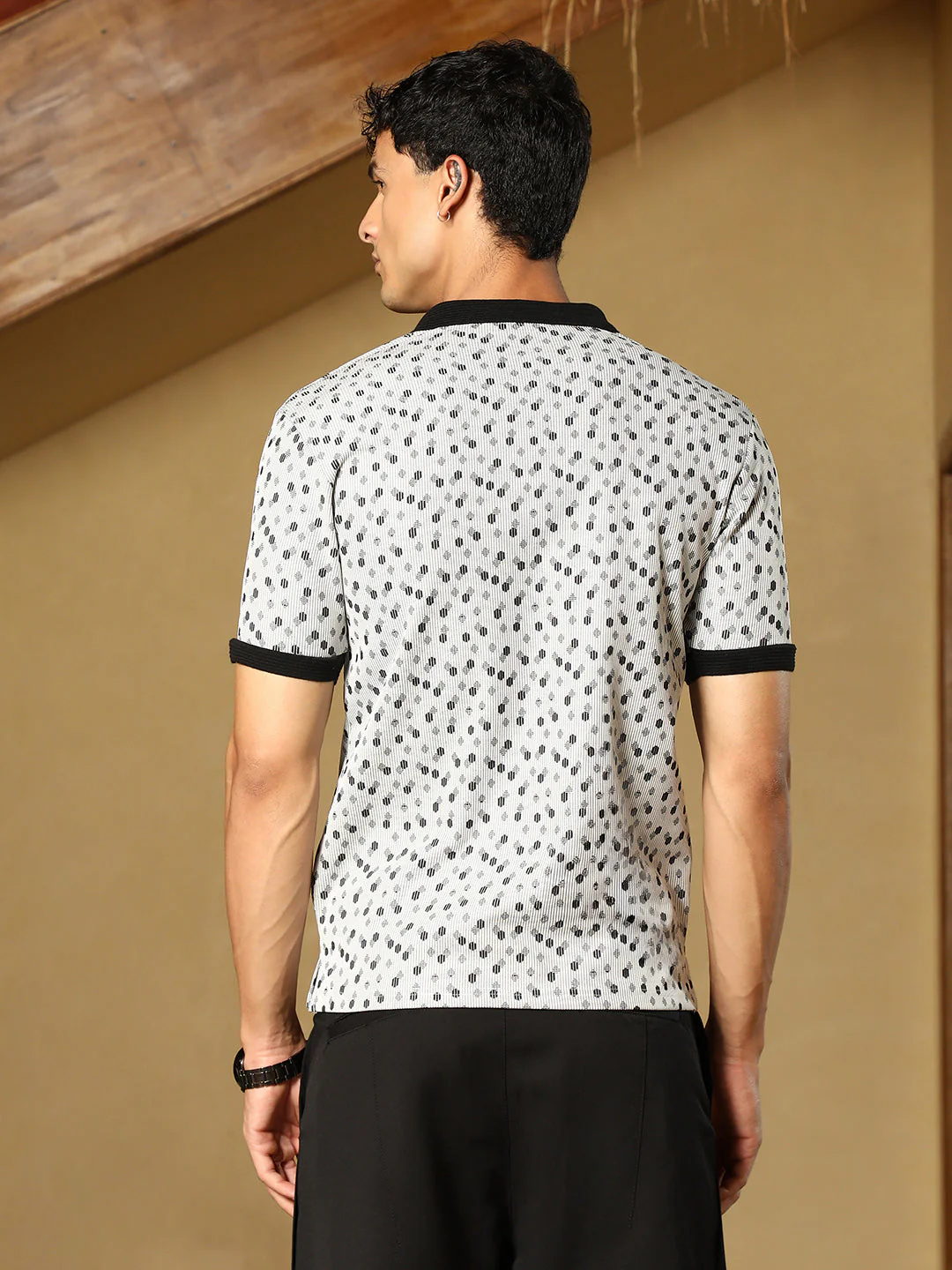 Shadowed-Polka Polo T-Shirt - Image 4