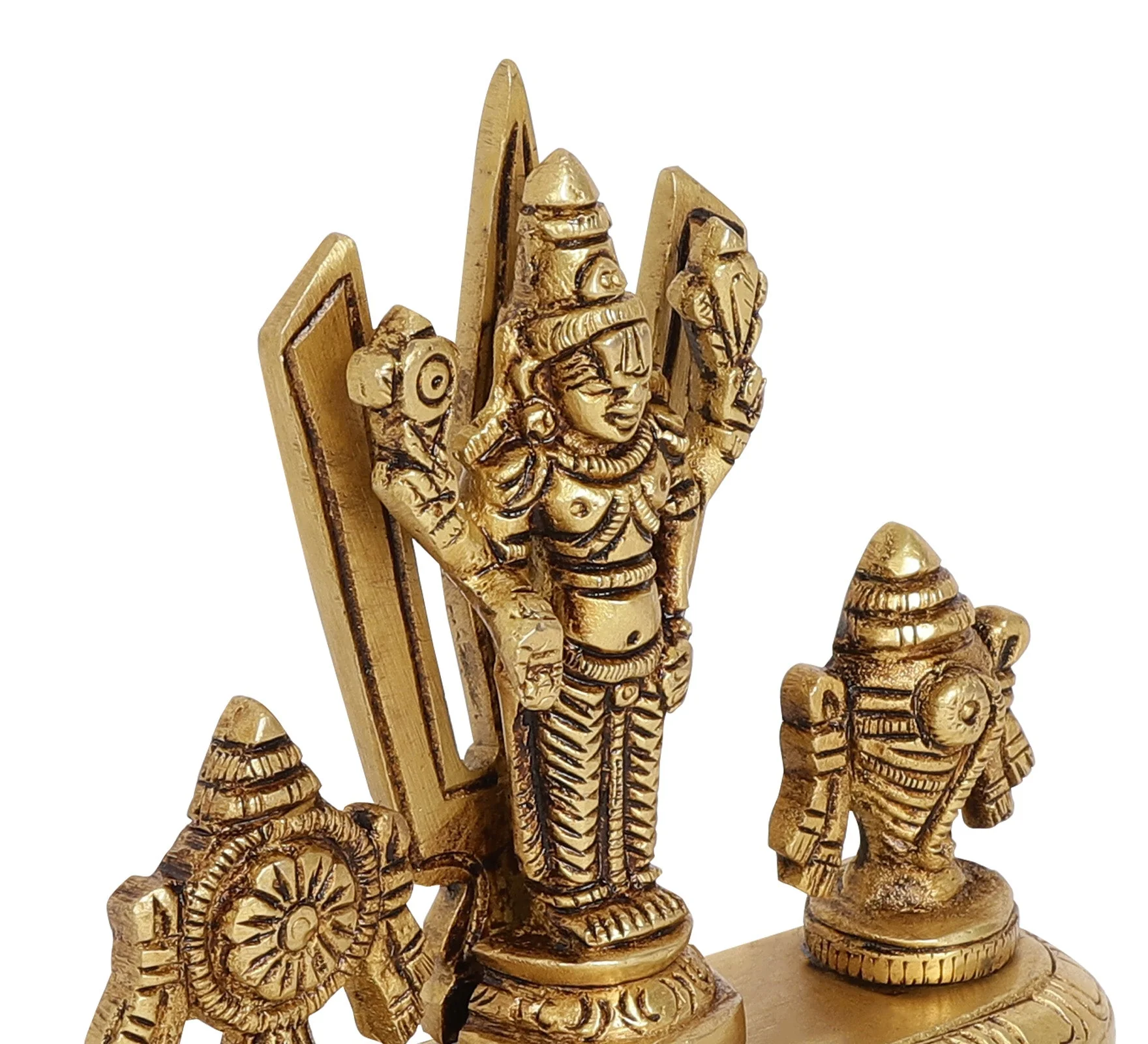 Shankh Chakra Balaji Idol | 100% Pure Brass | Antique Finish - Image 10