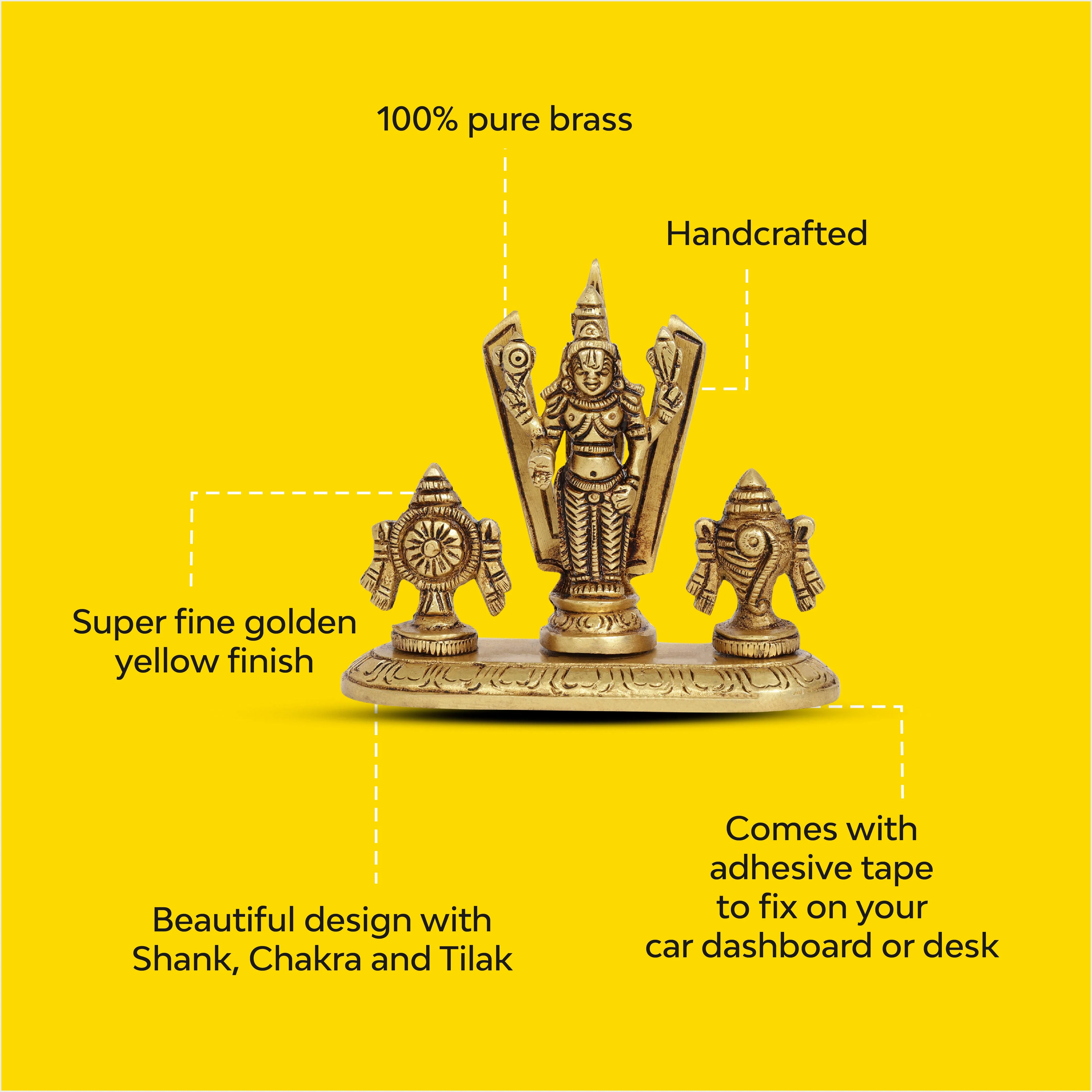 Shankh Chakra Balaji Idol | 100% Pure Brass | Antique Finish - Image 7