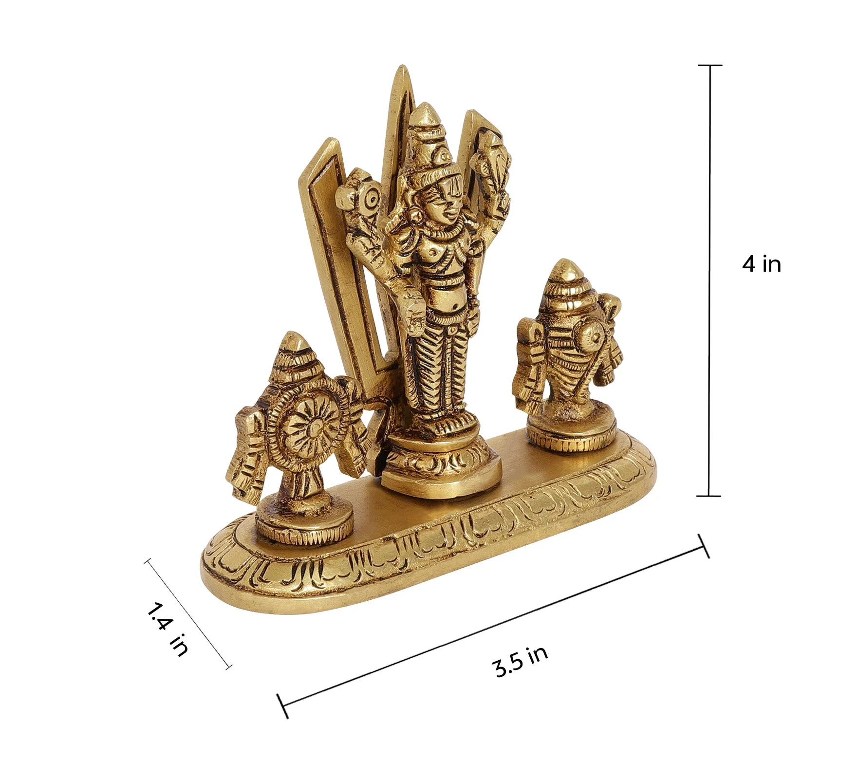 Shankh Chakra Balaji Idol | 100% Pure Brass | Antique Finish - Image 9