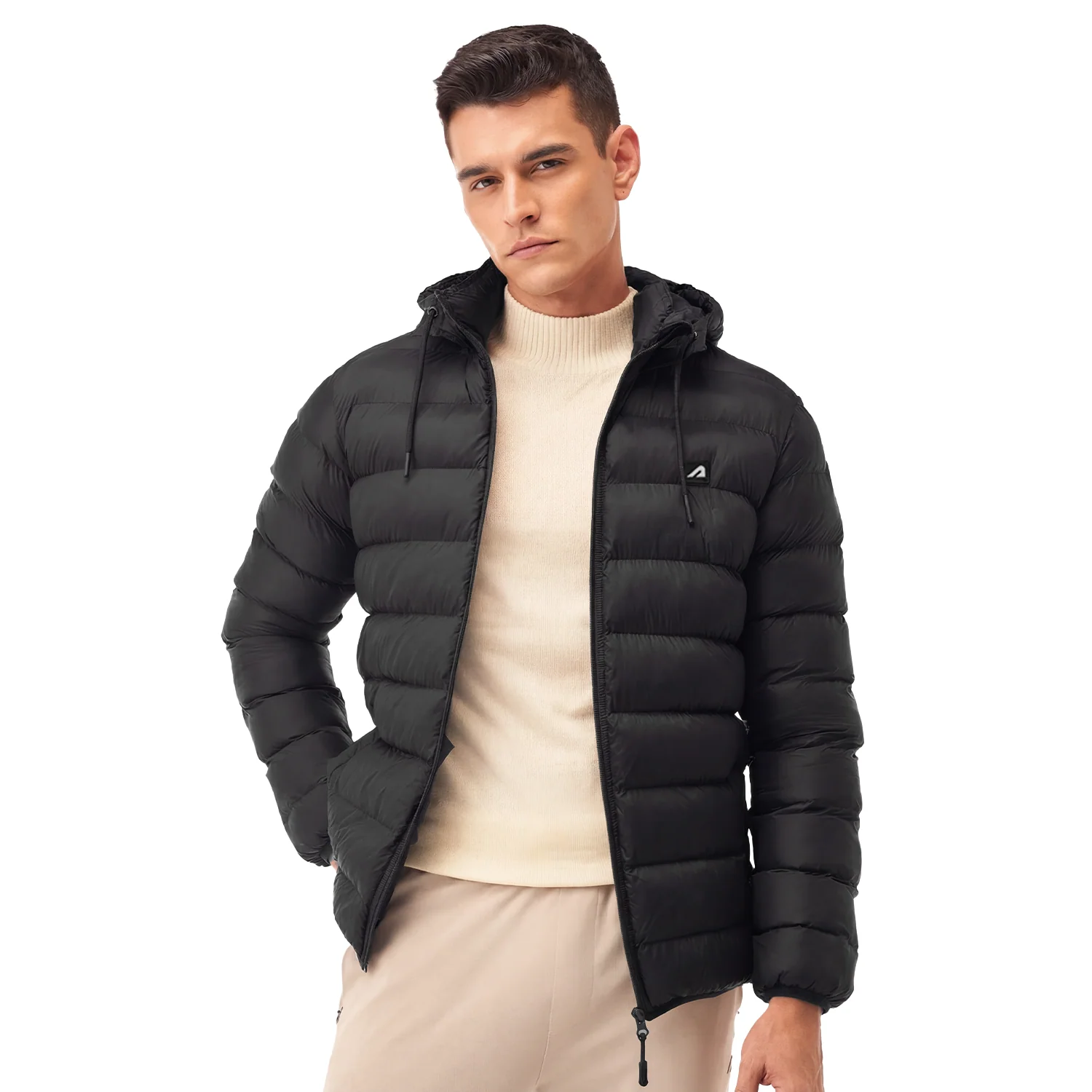 Sherpa Nylon Puffer Jacket - Black - Image 17