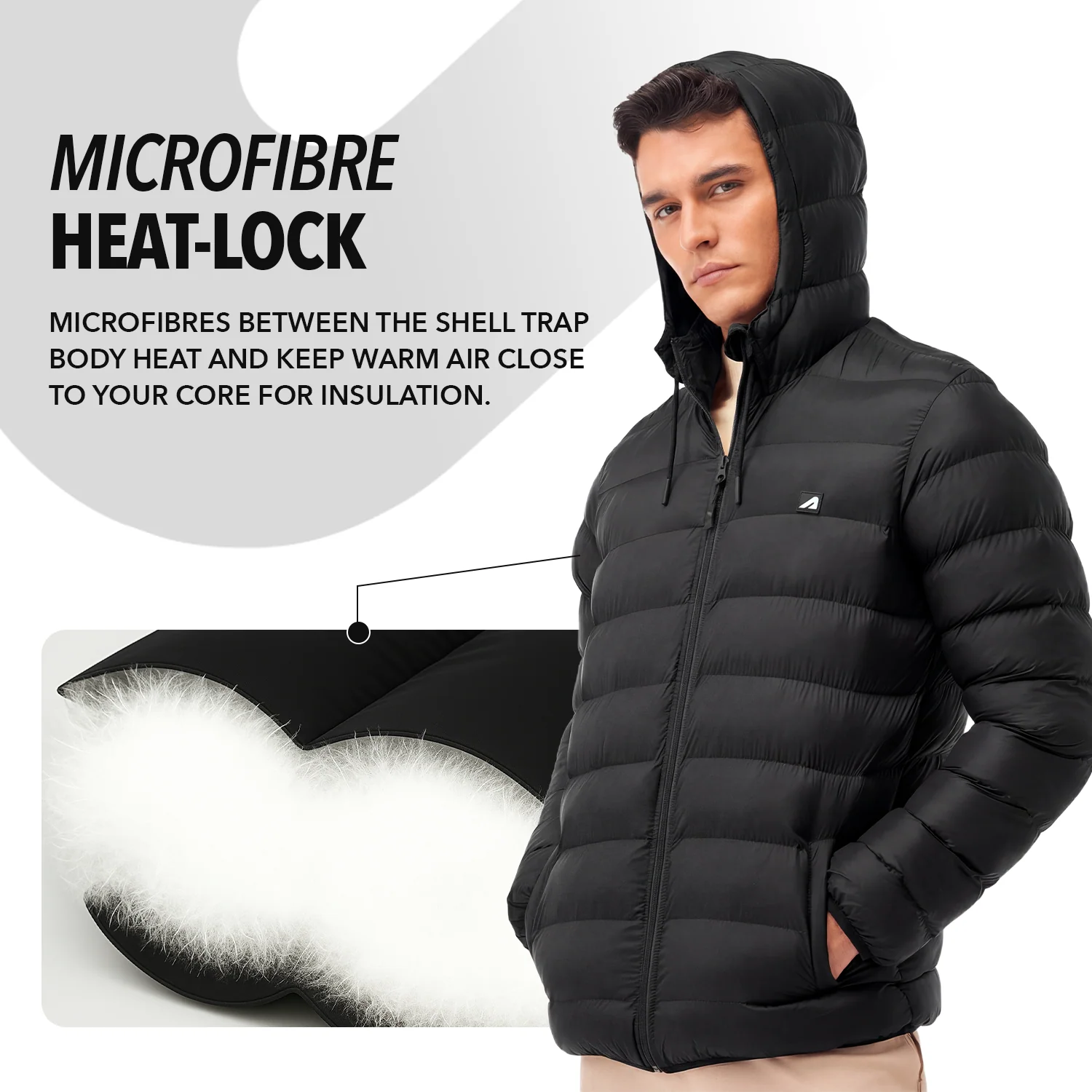 Sherpa Nylon Puffer Jacket - Black - Image 4