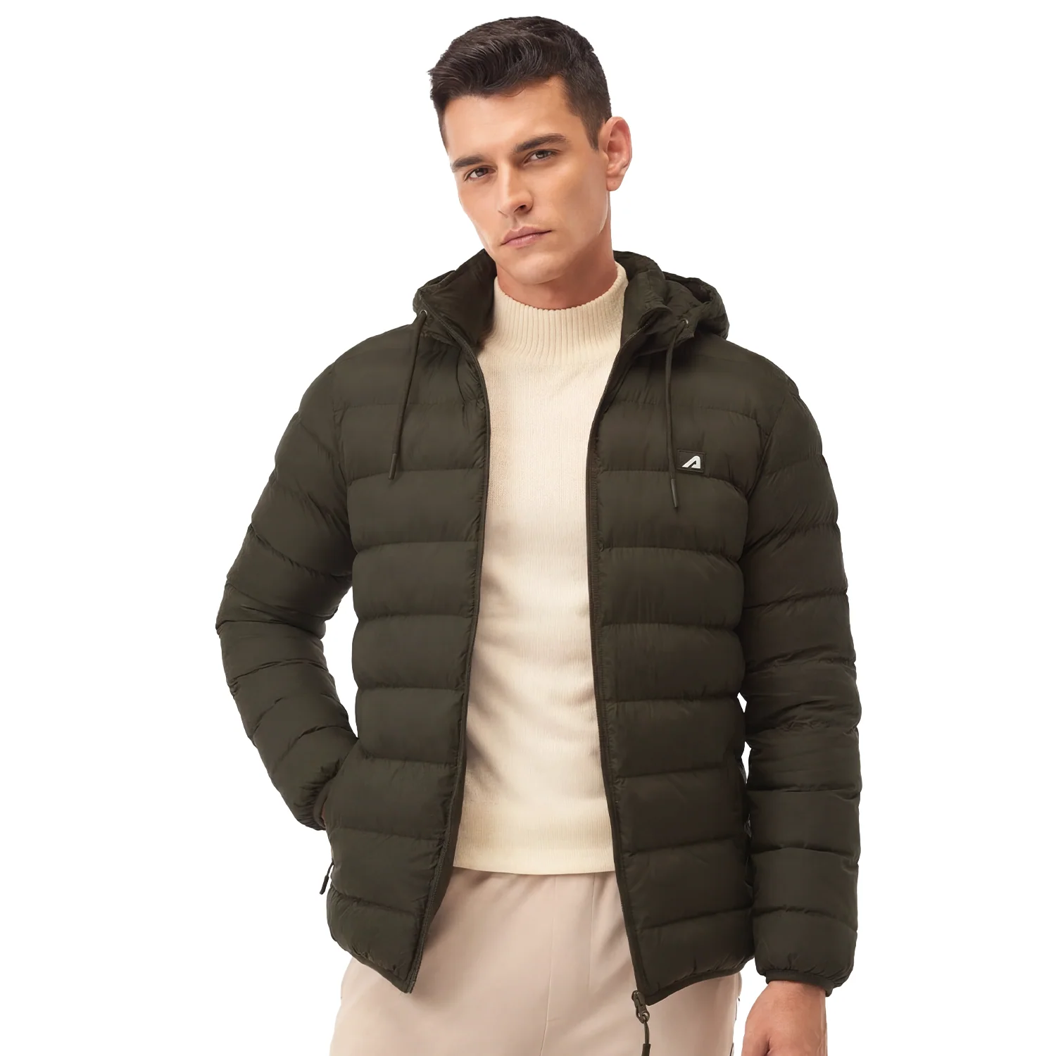 Sherpa Nylon Puffer Jacket -Olive - Image 26