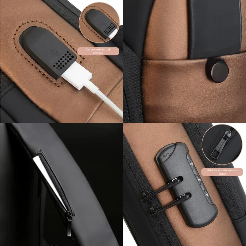 Shield: Anti-Theft Crossbody Messenger Sling Bag Waterproof Gadget Chest Bag with TSA Lock & USB Charging Port for Power Bank Attachment - Image 15