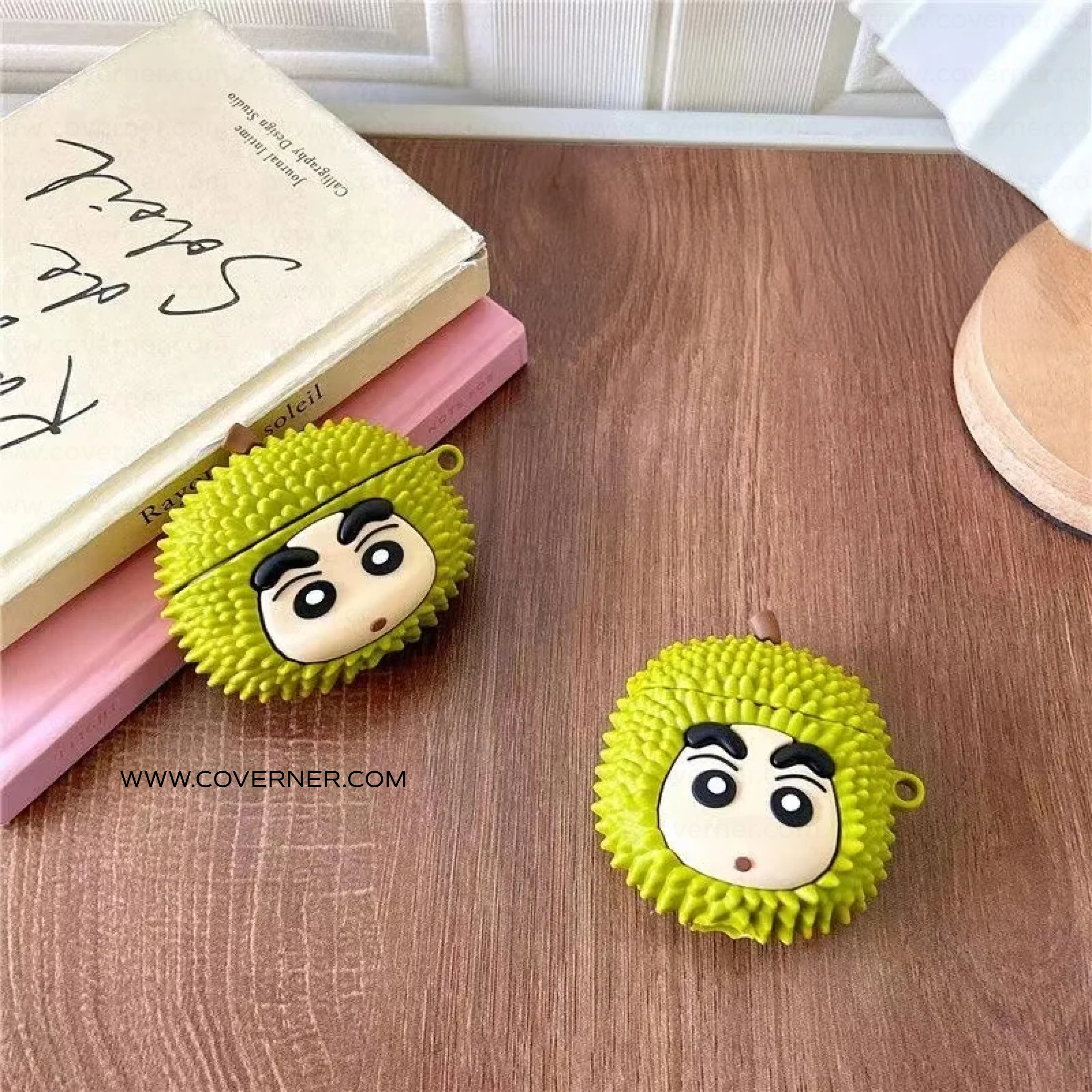 Shinchan Durian Silicone AirPods Case with Hook – Quirky AirPods Cover by Coverner India - Image 2