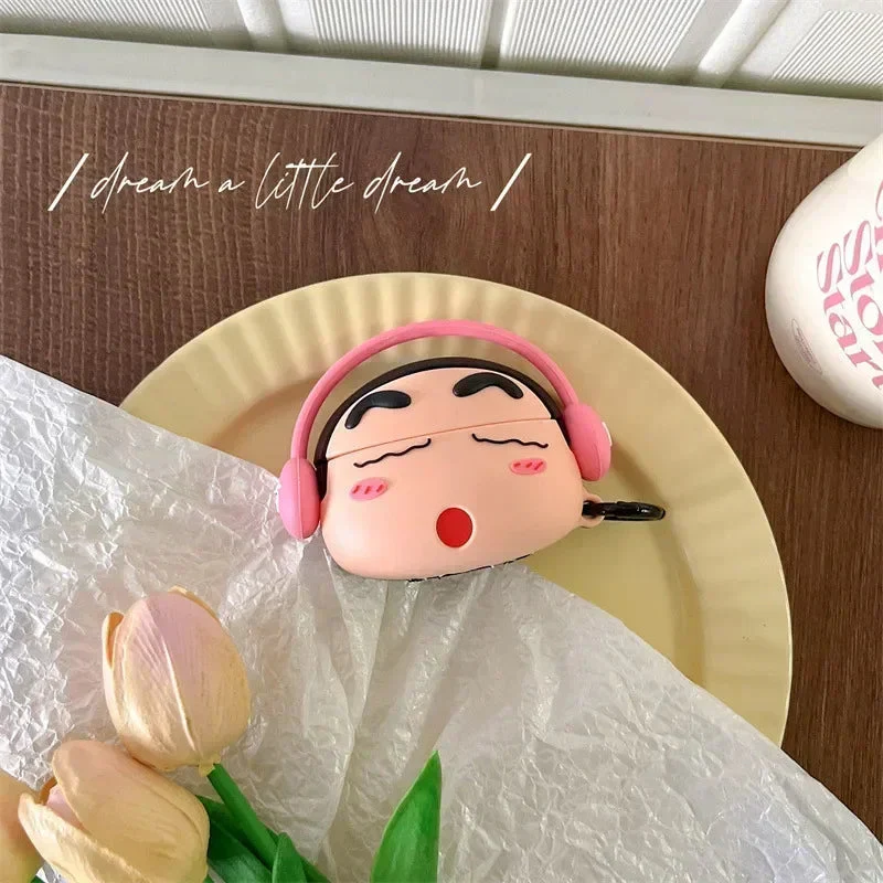 Shinchan With Blue Headphone Airpods Cover for Apple AirPods - Premium Silicone Case - Image 14