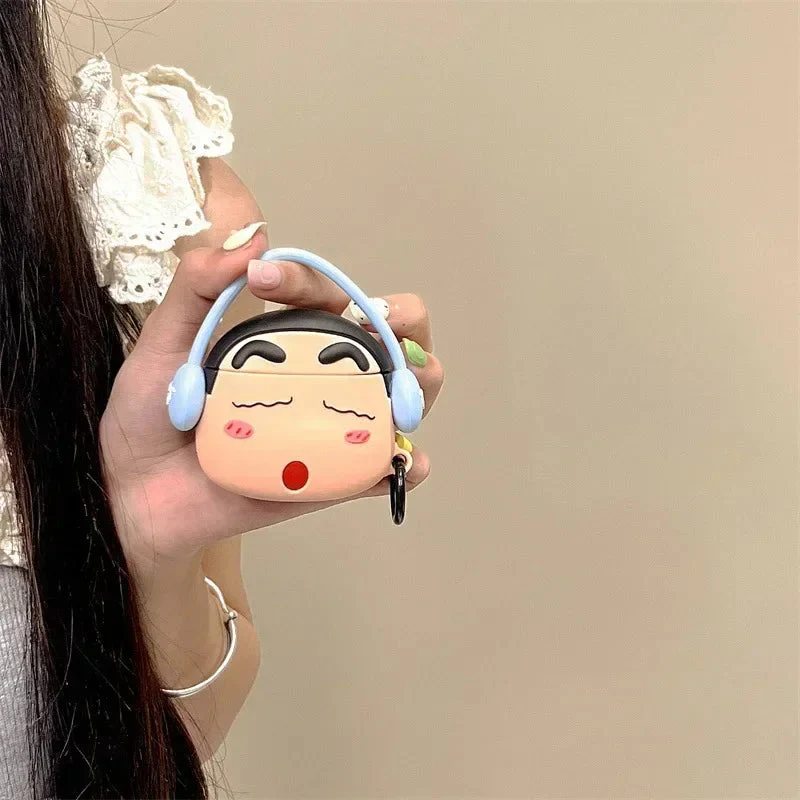 Shinchan With Blue Headphone Airpods Cover for Apple AirPods - Premium Silicone Case - Image 15