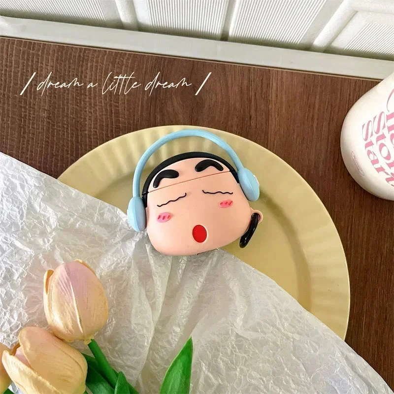 Shinchan With Blue Headphone Airpods Cover for Apple AirPods - Premium Silicone Case - Image 7