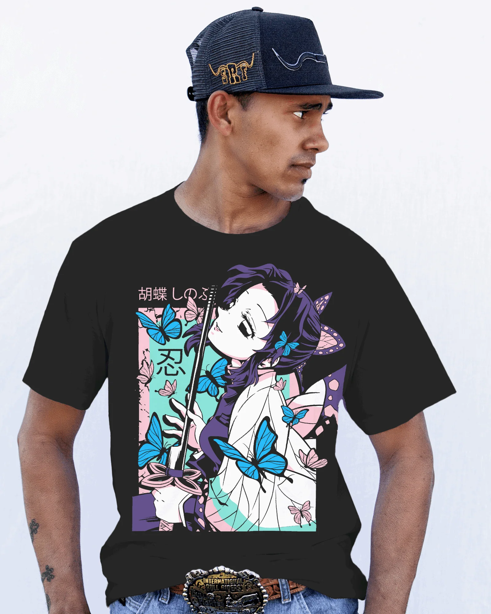 Shinobu Kocho Butterfly Bloom Graphic T‑Shirt (Black) - Image 2
