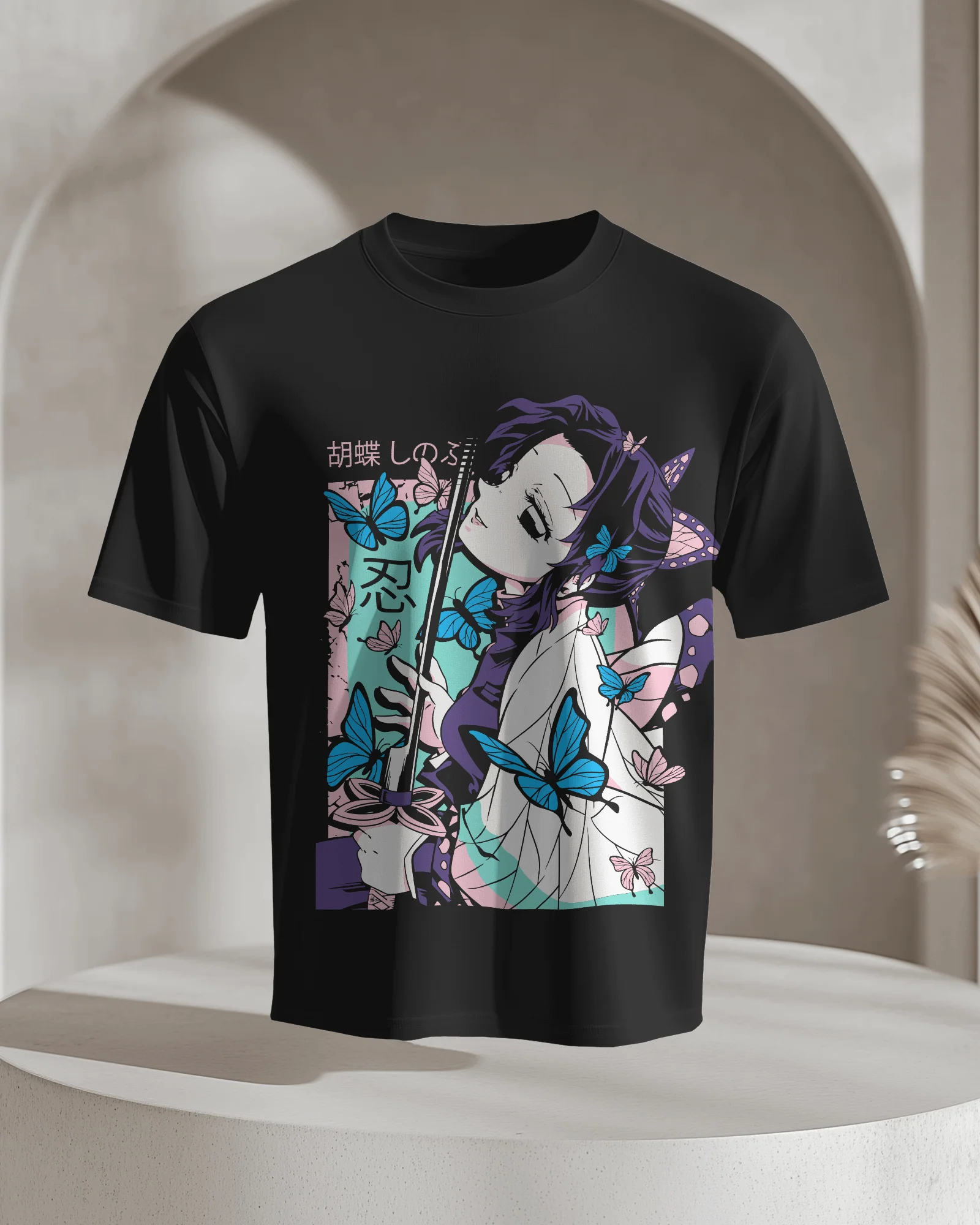 Shinobu Kocho Butterfly Bloom Graphic T‑Shirt (Black) - Image 4