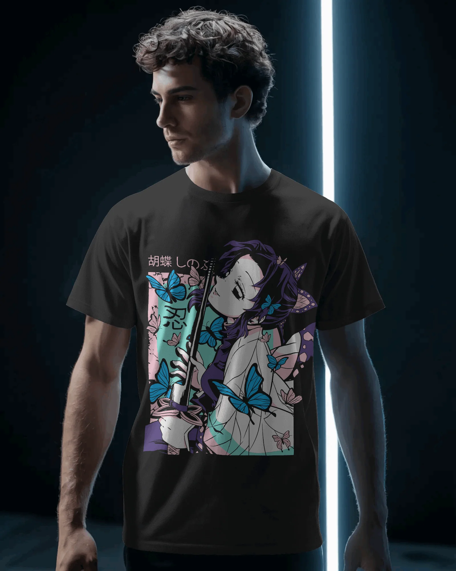 Shinobu Kocho Butterfly Bloom Graphic T‑Shirt (Black) - Image 6