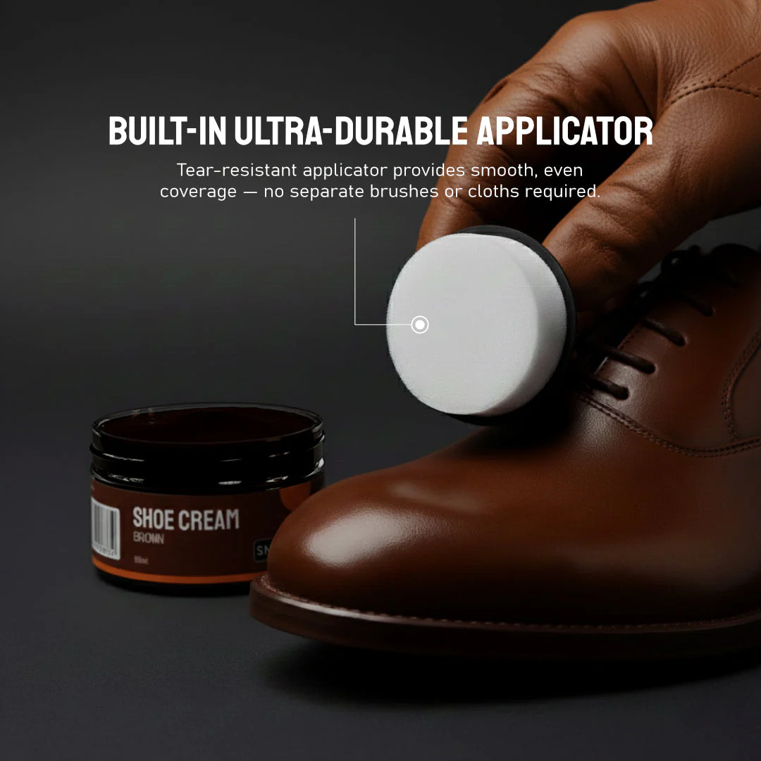 Shoe Cream with Built-In Applicator (Brown 50ml) - Image 3