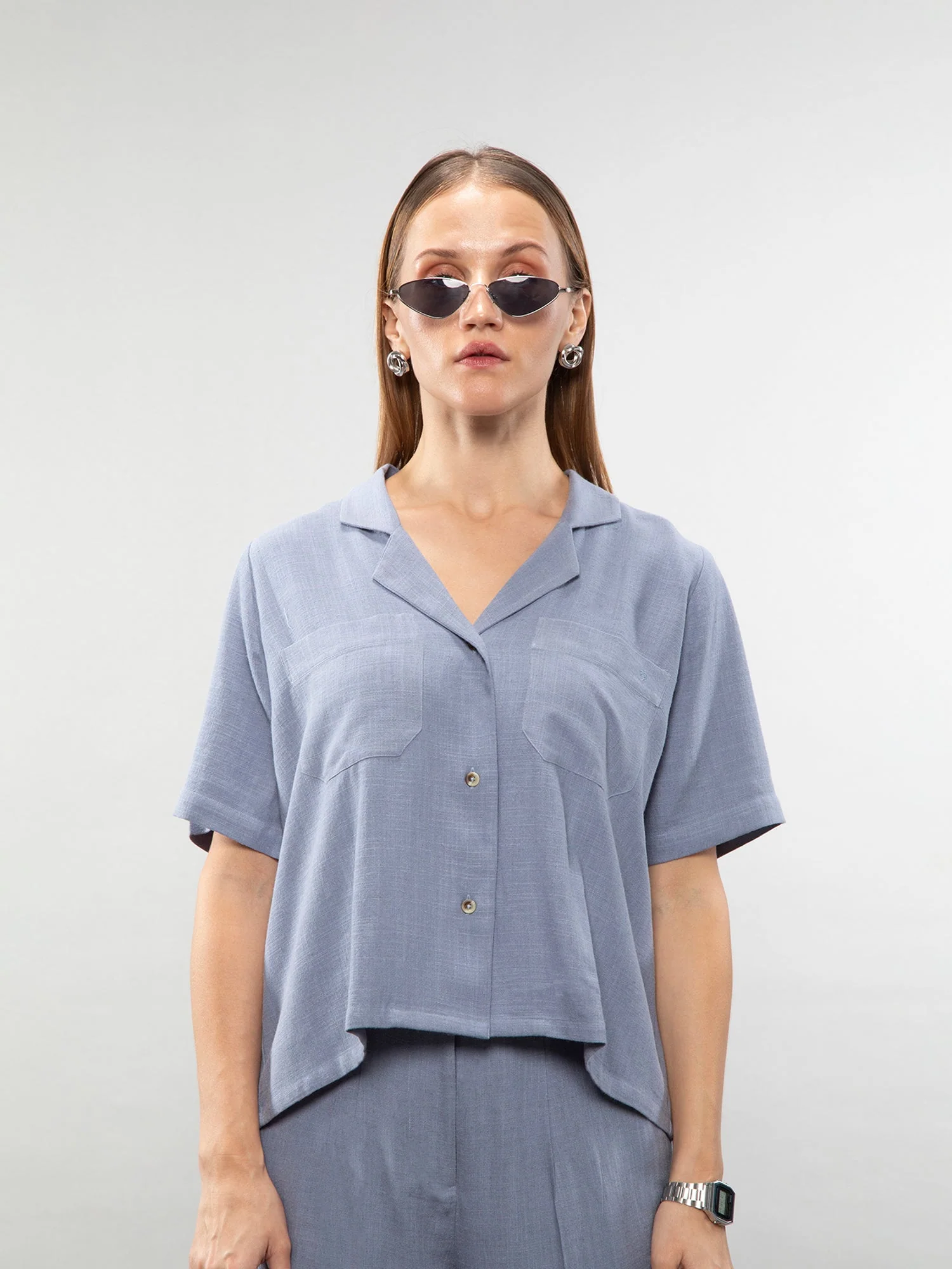 Short-sleeve linen shirt - Image 13