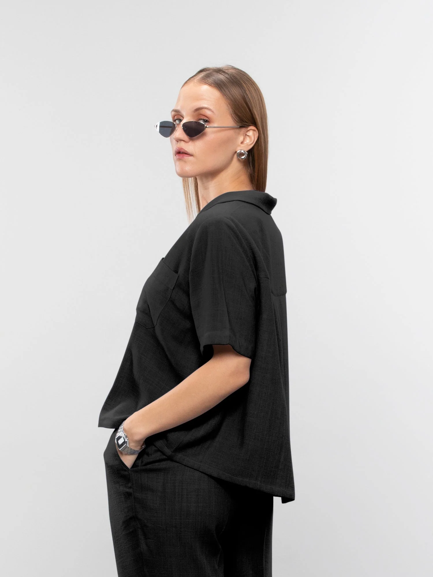 Short-sleeve linen shirt - Image 23