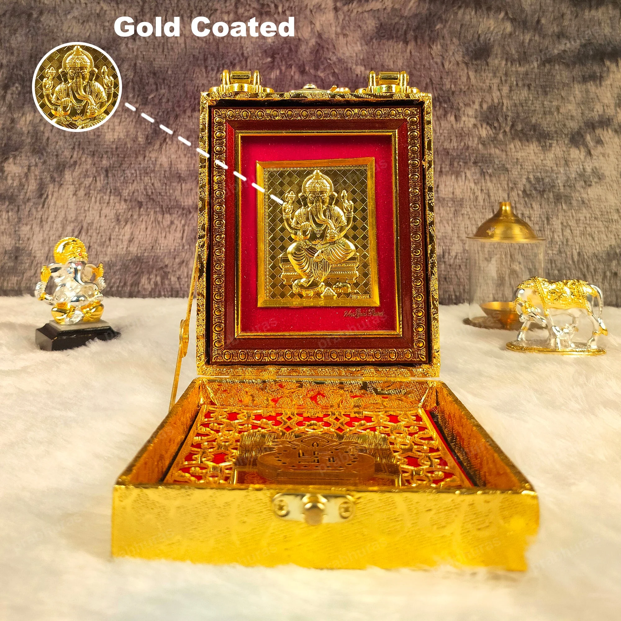 Shree Ganesh ji With Attachi Gift Box Gold Coated - Image 7