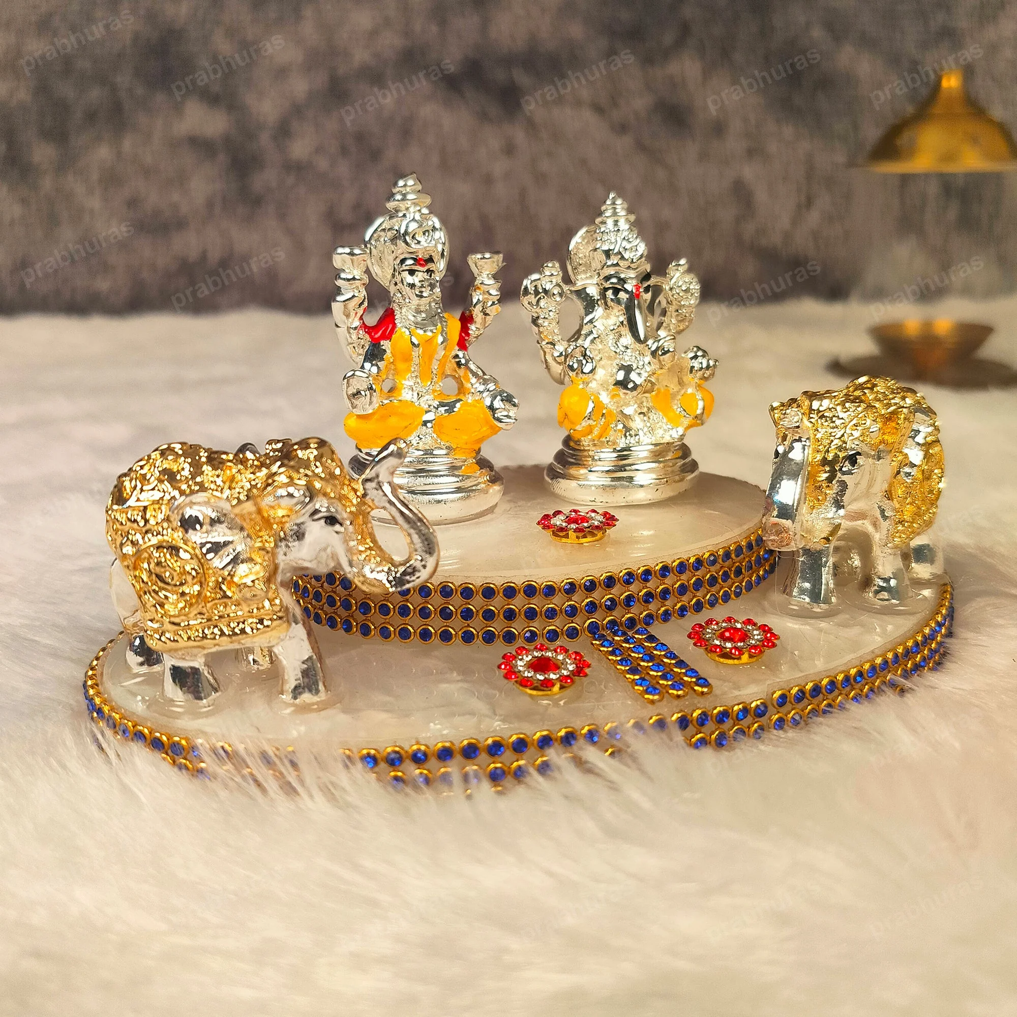 Shree Laxmi Ganesh With Hathi And Silver Coated - Image 2
