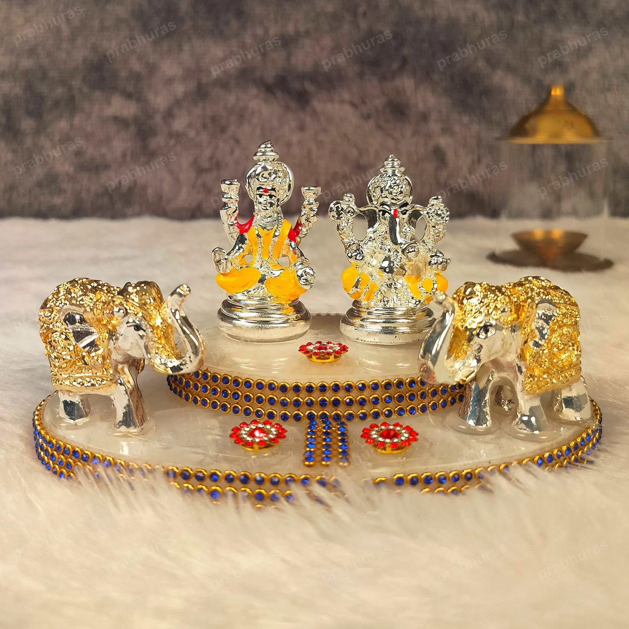 Shree Laxmi Ganesh With Hathi And Silver Coated - Image 5