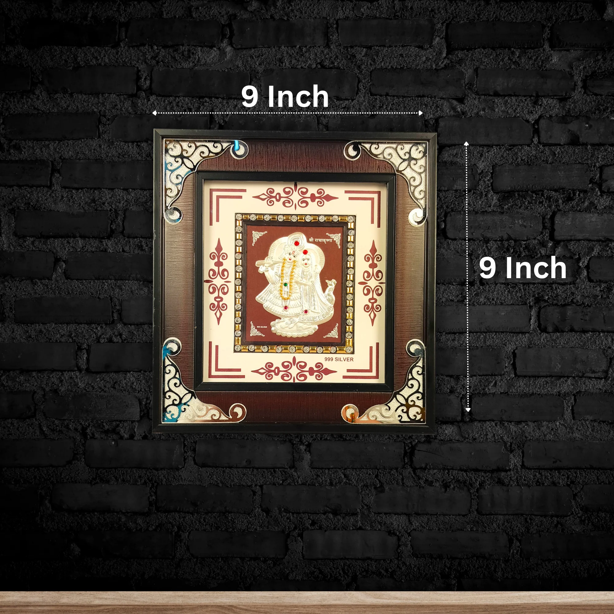 Shree Radhe Krishna Ji wall Hanging Frame Silver Coated - Image 4