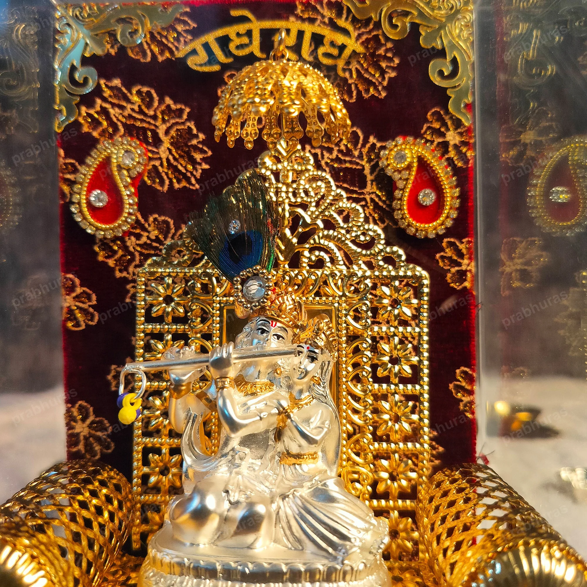 Shree Radhe Krishna With Gold And Silver Coated - Image 4