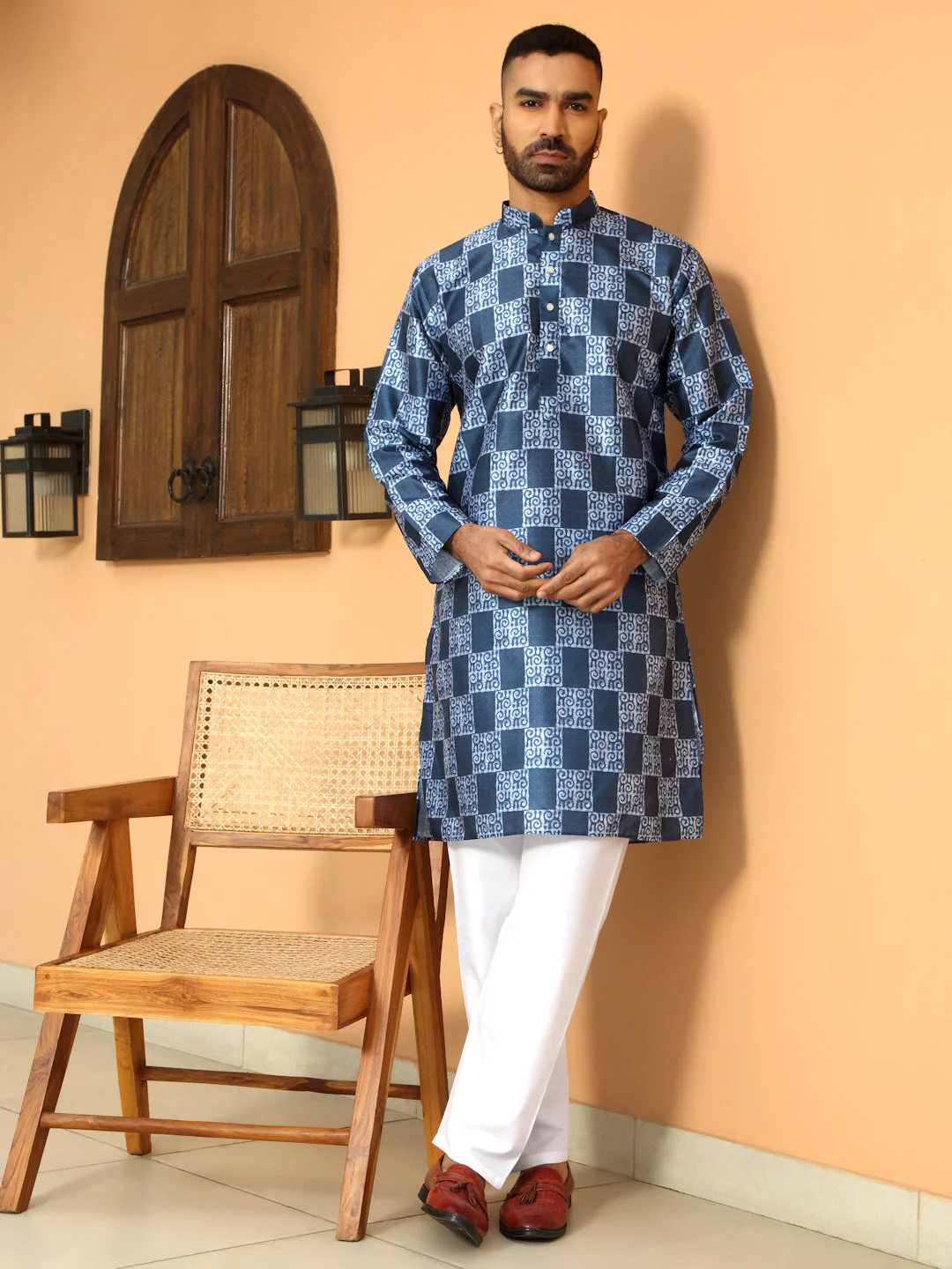 Silk Blend Batik Printed Kurta - Image 4