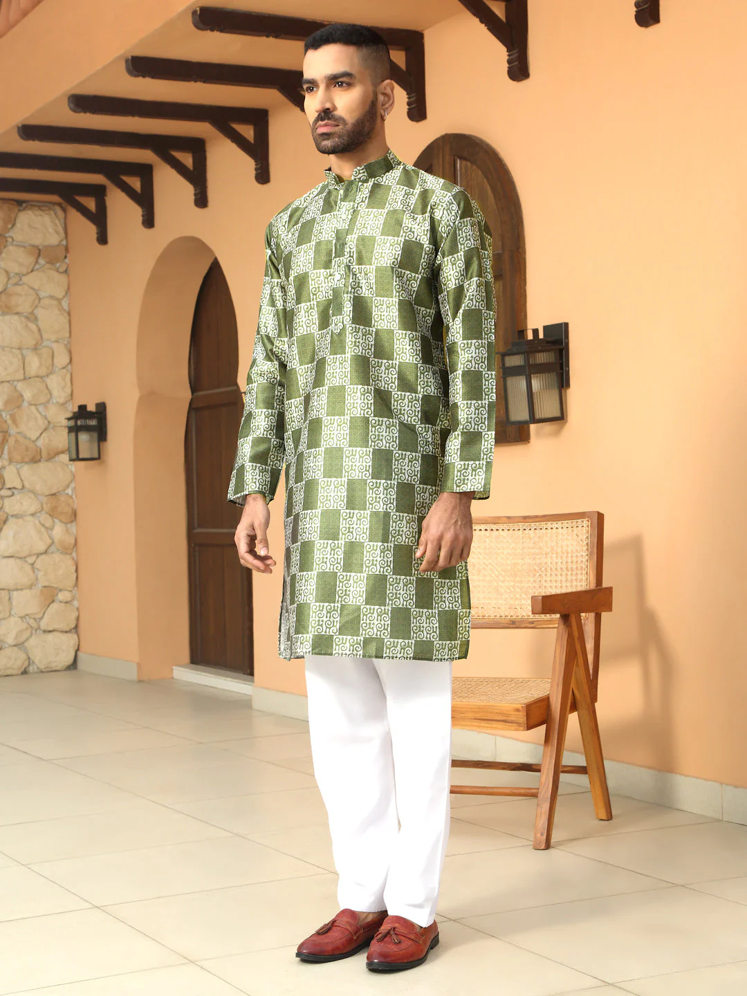 Silk Blend Batik Printed Kurta - Image 9