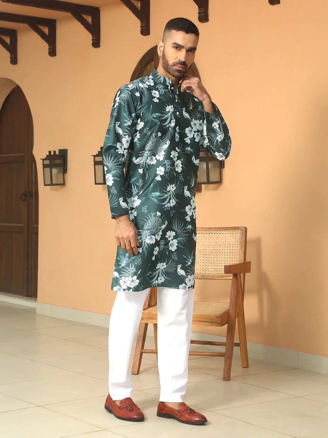 Silk Blend Floral Printed Kurta - Image 10