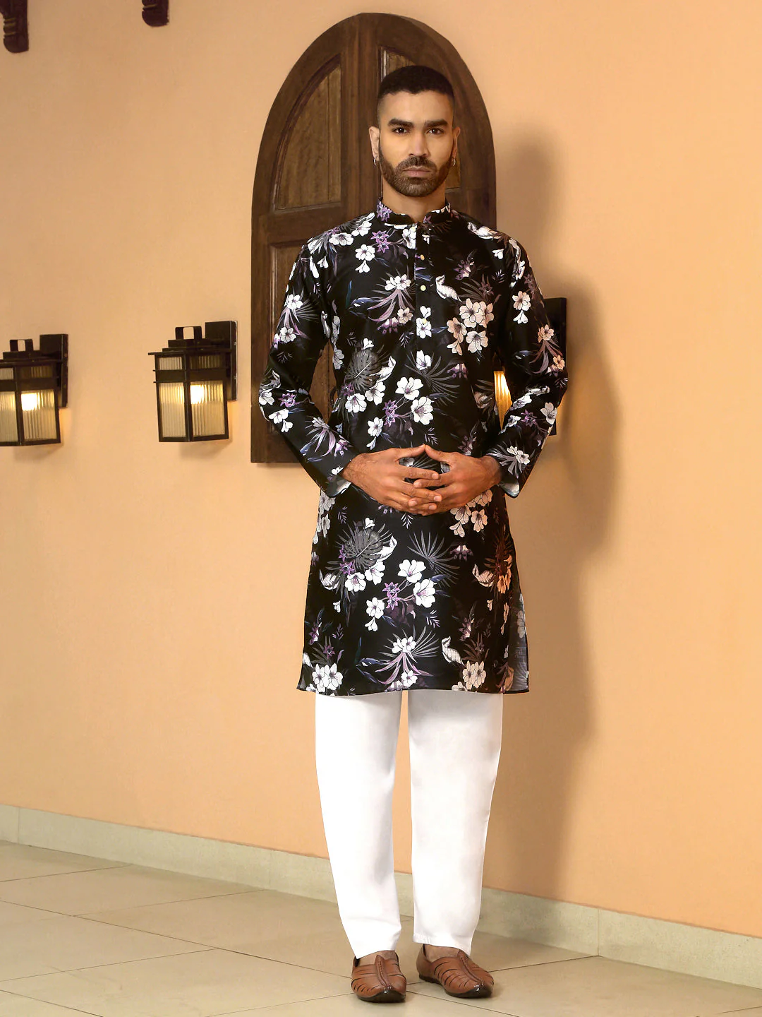 Silk Blend Floral Printed Kurta - Image 15