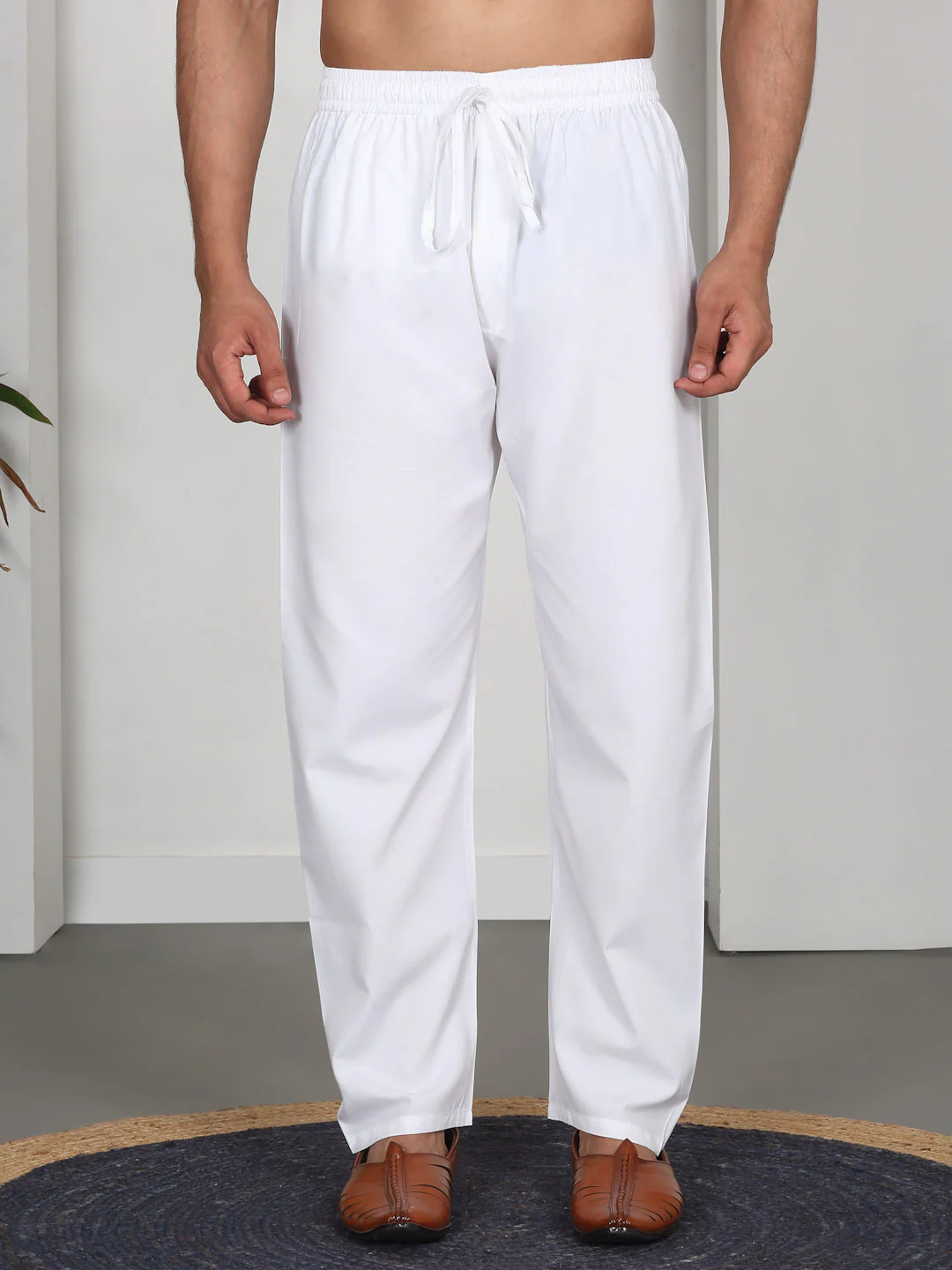 Silk Blend Floral Printed Kurta with white Elastic waistband Pyjama set - Image 28