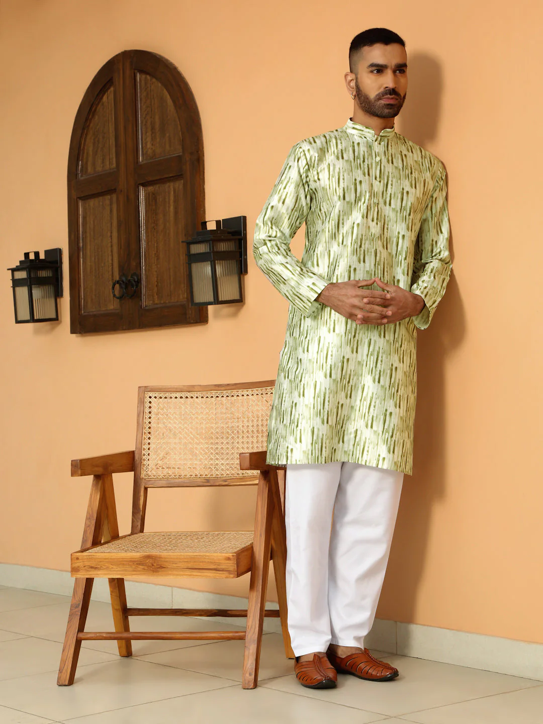 Silk Blend Tie-Dye Printed Kurta - Image 5