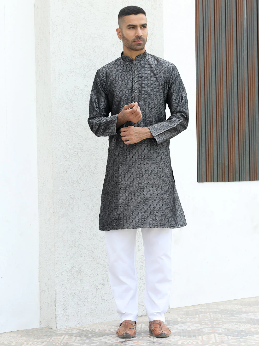 Silk Jacquard Self Design Kurta - Image 14