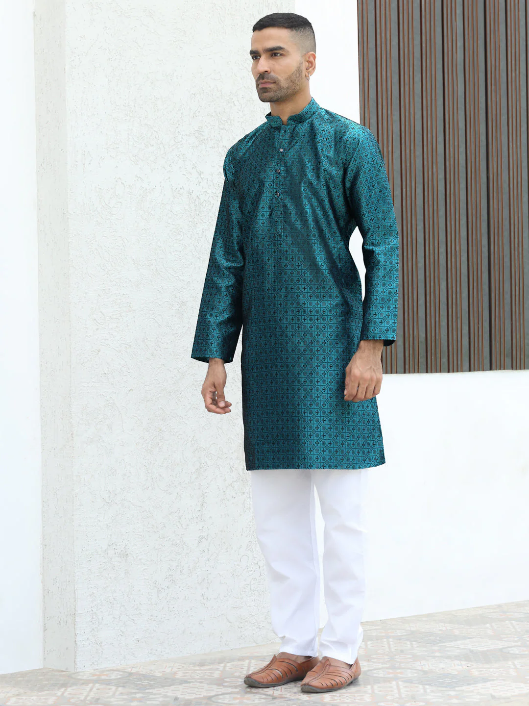 Silk Jacquard Self Design Kurta - Image 4
