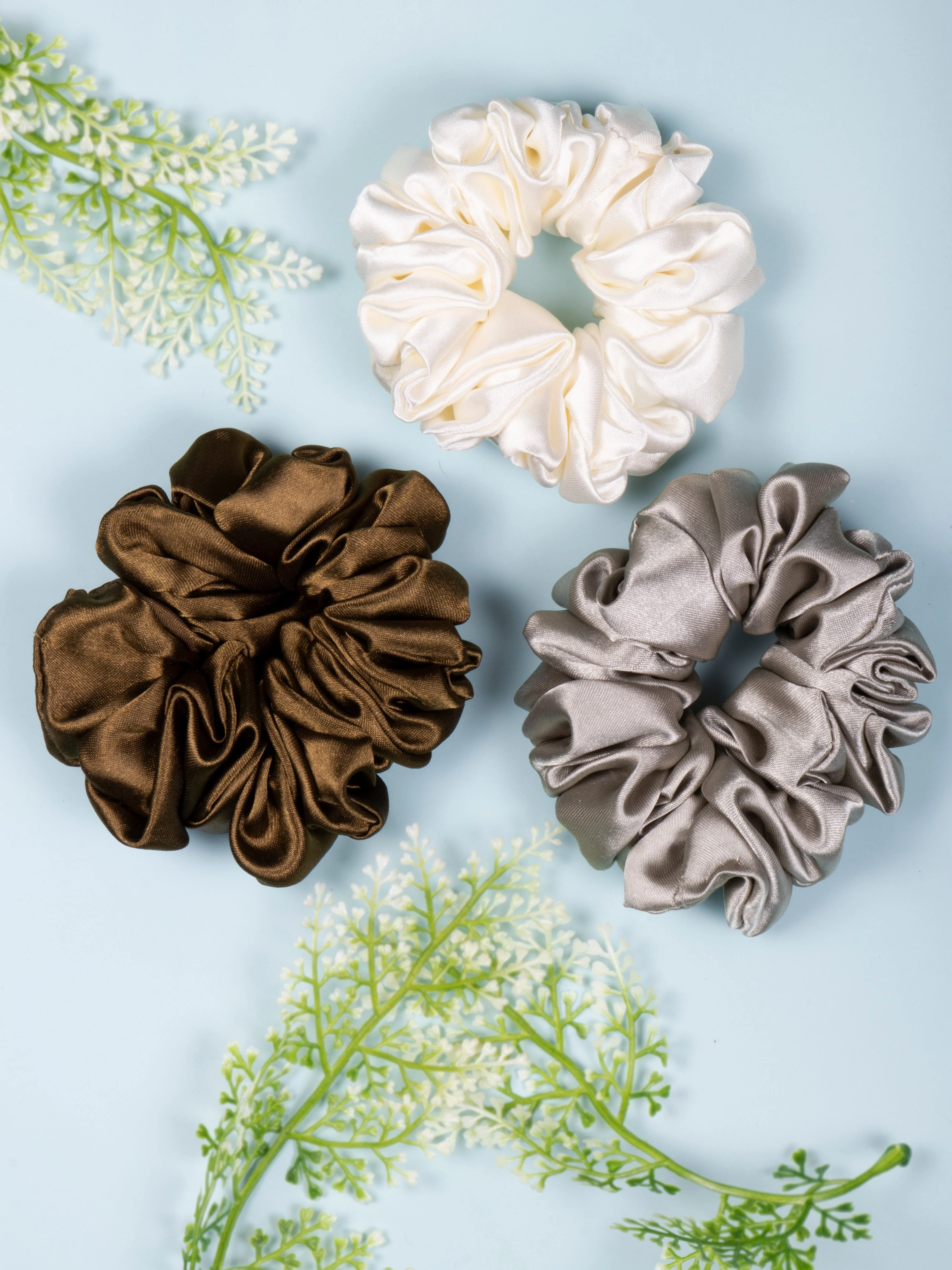 Silk Satin Scrunchies Pack for Soft, Stylish Hair Care - Image 3