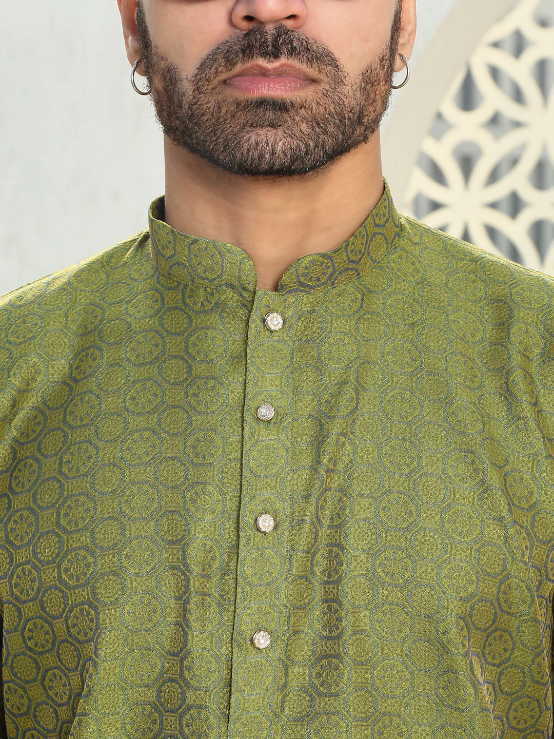 Silk Woven Design Jacquard Long Kurta - Image 13