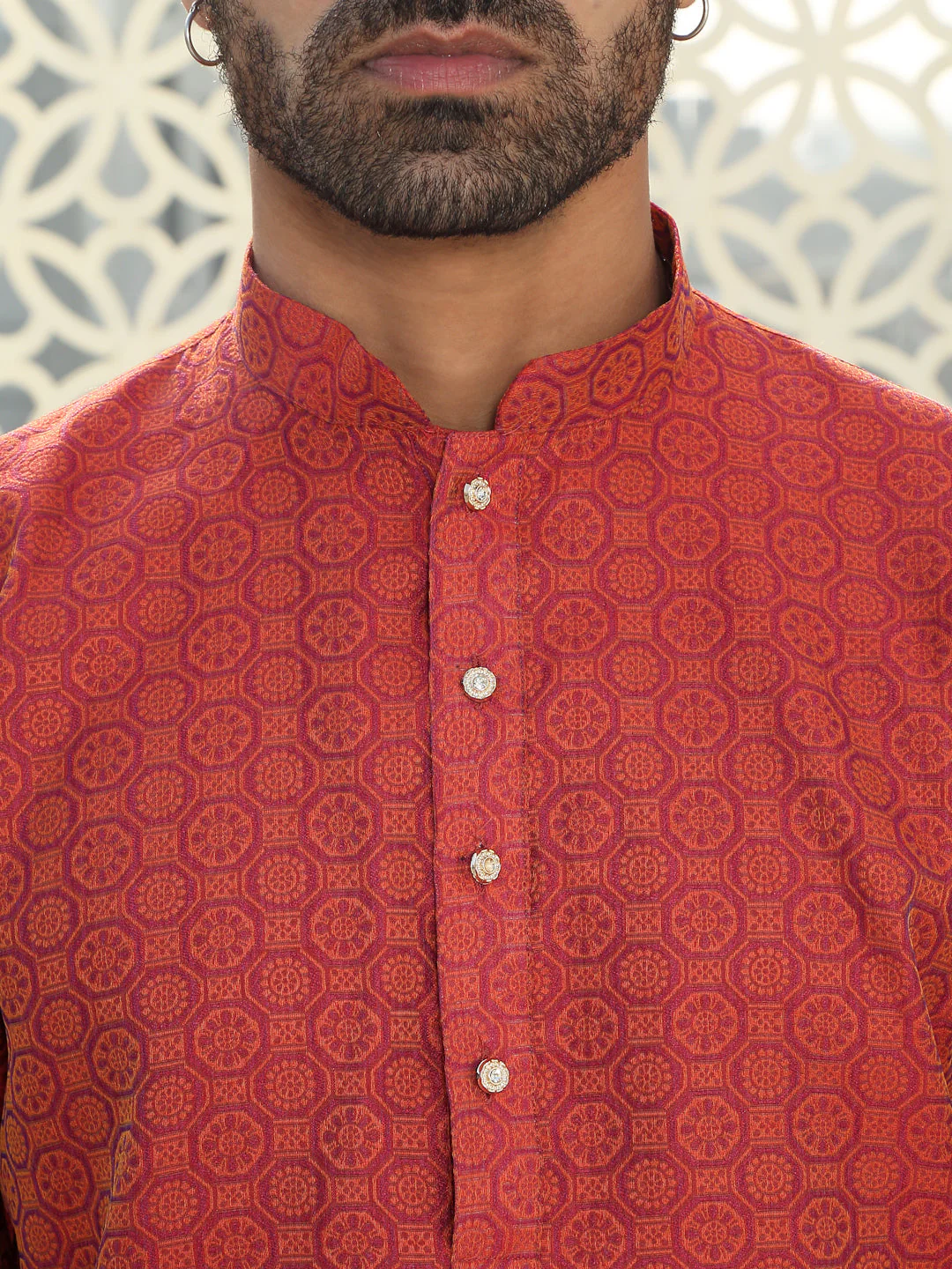 Silk Woven Design Jacquard Long Kurta - Image 18