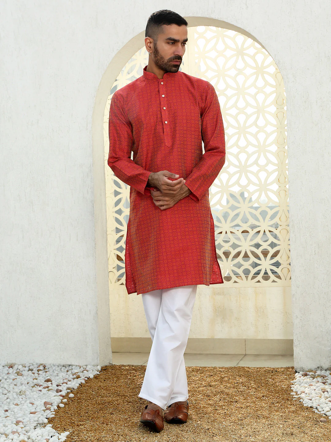 Silk Woven Design Jacquard Long Kurta - Image 20