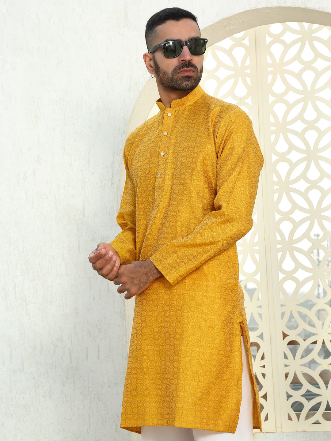 Silk Woven Design Jacquard Long Kurta - Image 21