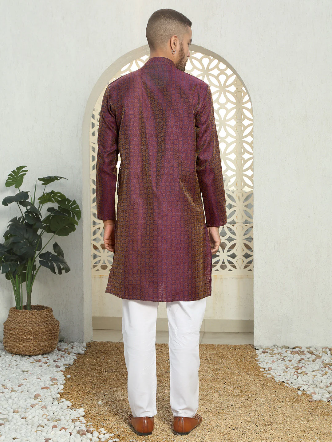Silk Woven Design Jacquard Long Kurta - Image 27