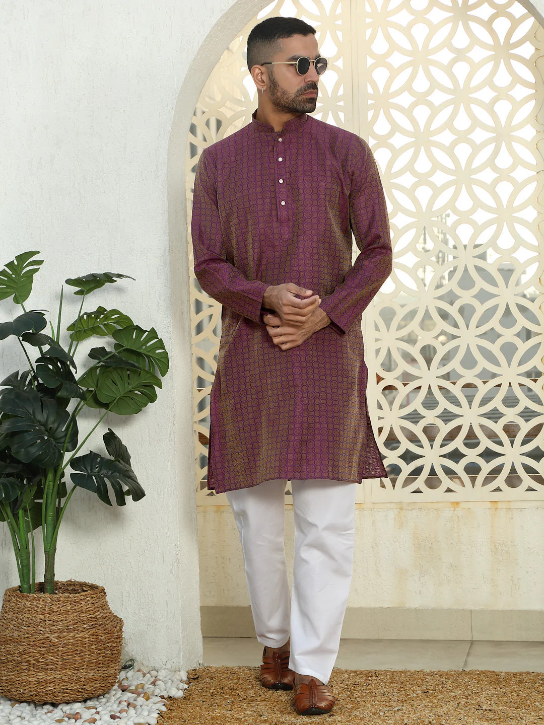 Silk Woven Design Jacquard Long Kurta - Image 29