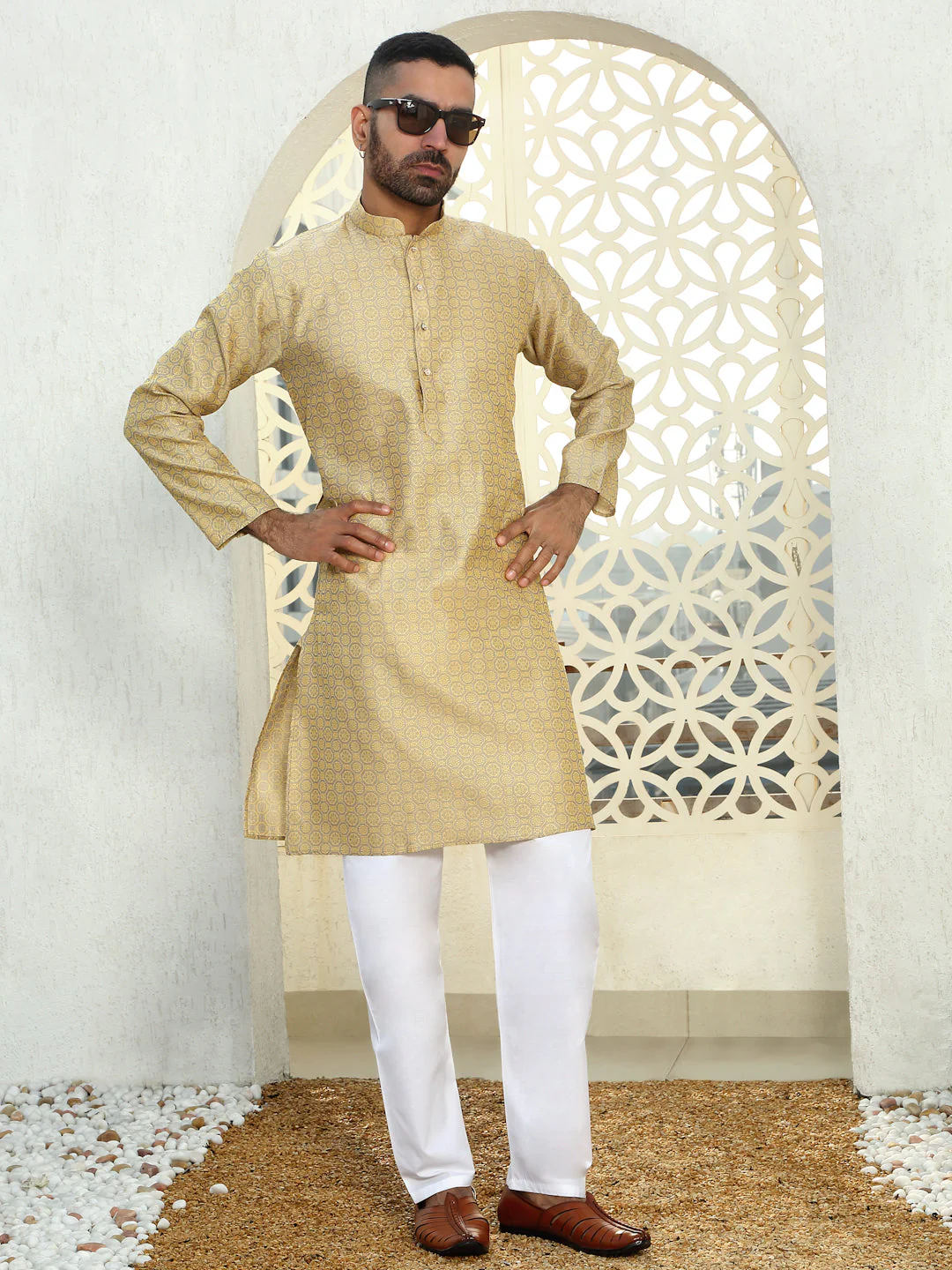 Silk Woven Design Jacquard Long Kurta - Image 4