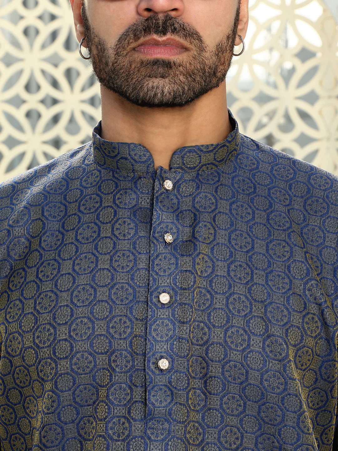 Silk Woven Design Jacquard Long Kurta - Image 8
