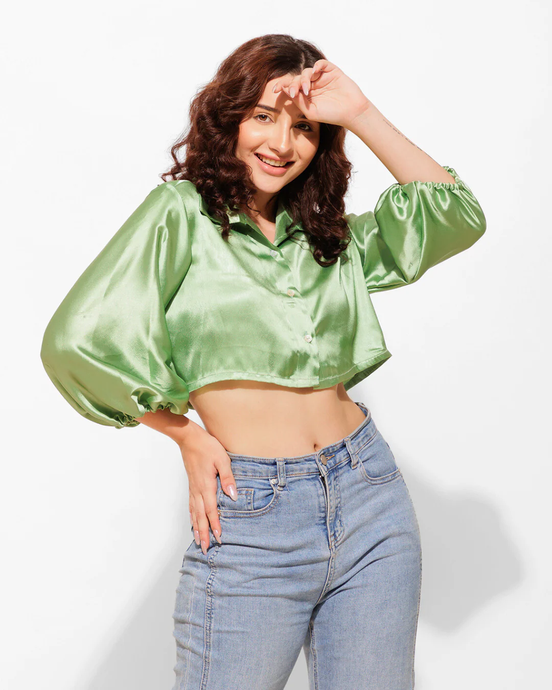 Silky Satin Crop Shirt – Versatile Staple for Day to Night Looks - Image 23