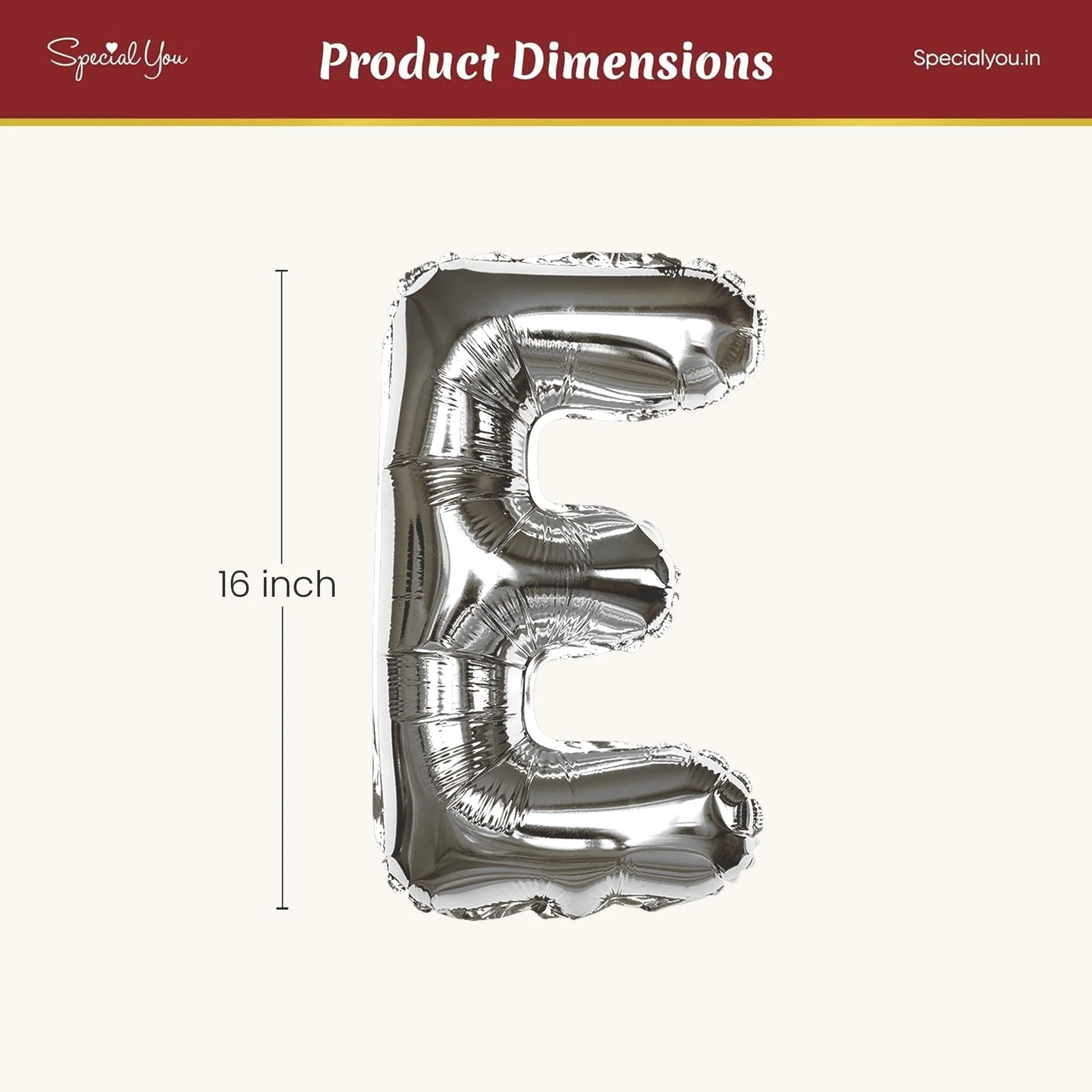 Silver E Letter Foil Balloon - Image 4