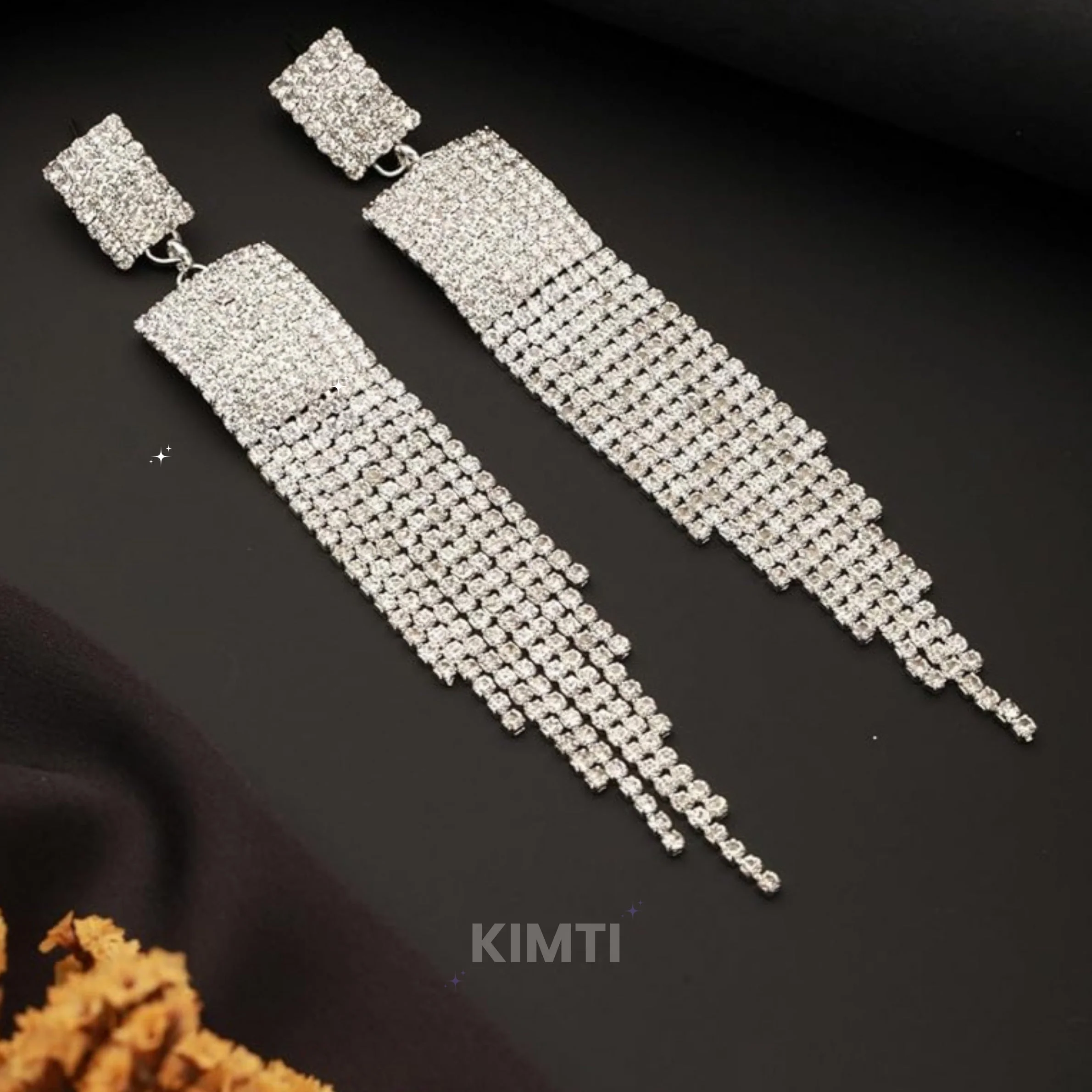Silver Fringe Long Dangler Drop Earring - Image 3