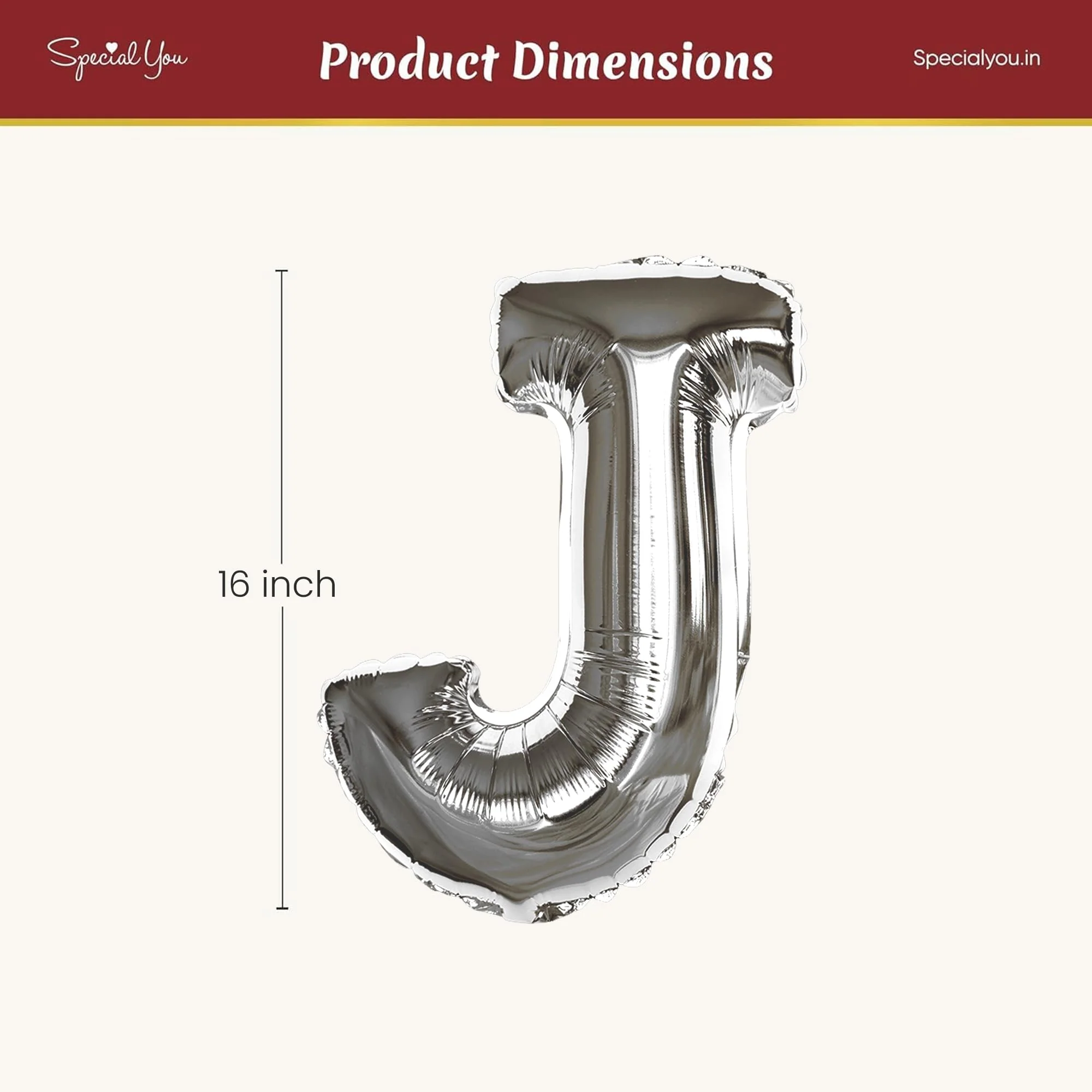 Silver J Letter Foil Balloon - Image 4
