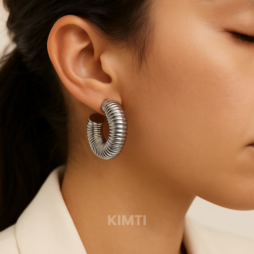 Silver Lustre Hoops Earring - Image 2