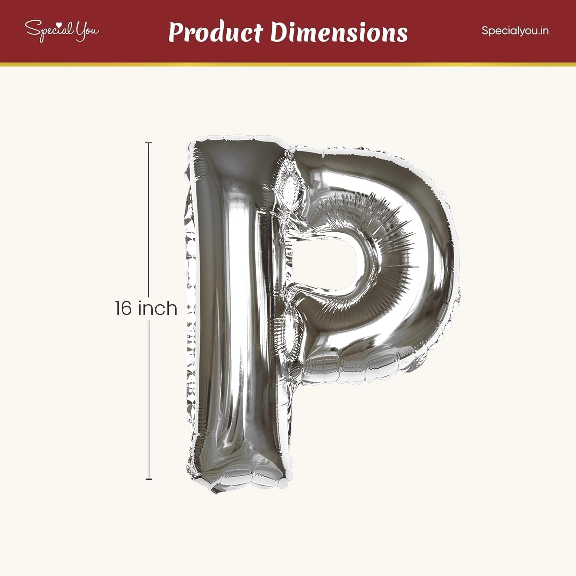 Silver P Letter Foil Balloon - Image 3