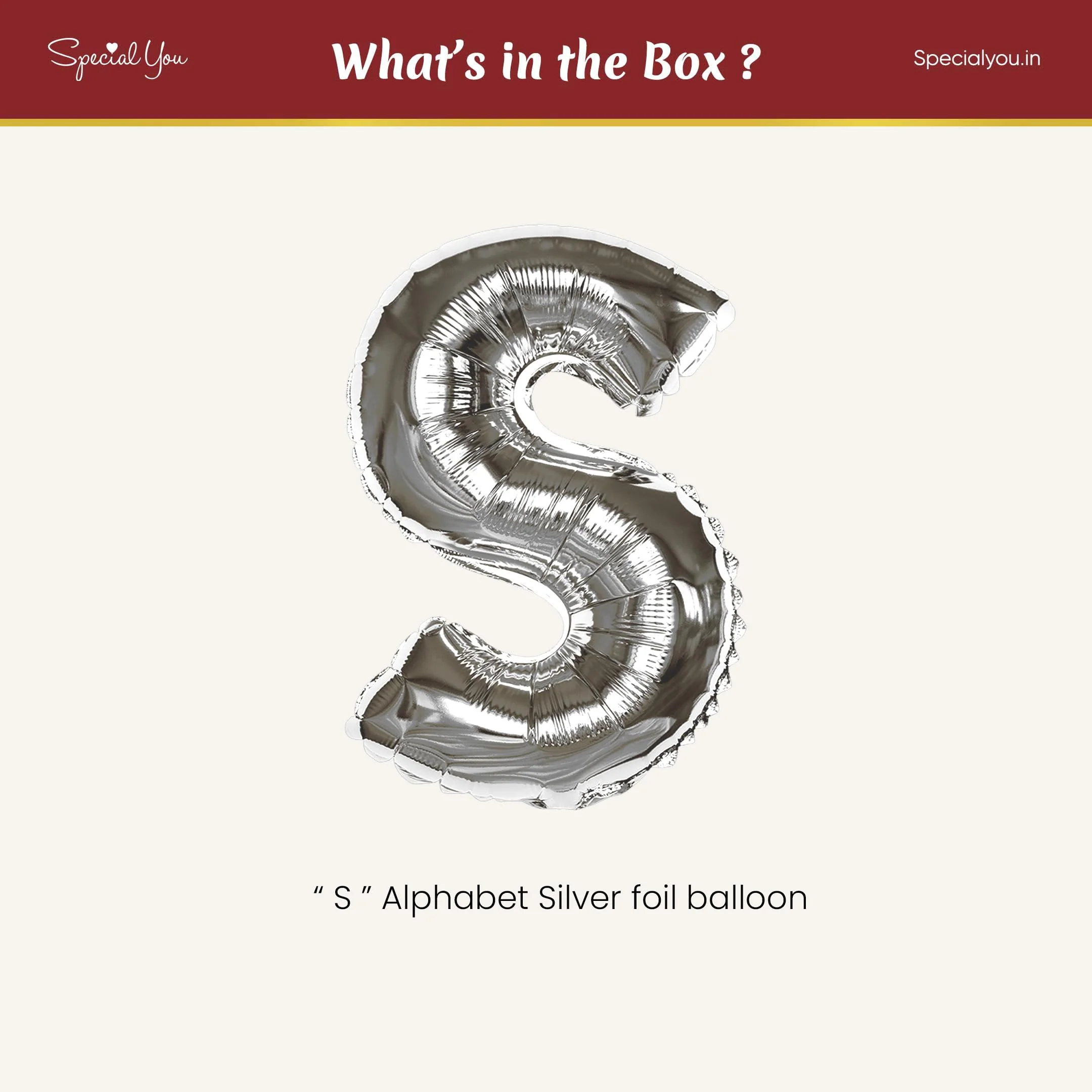 Silver S Letter Foil Balloon - Image 3