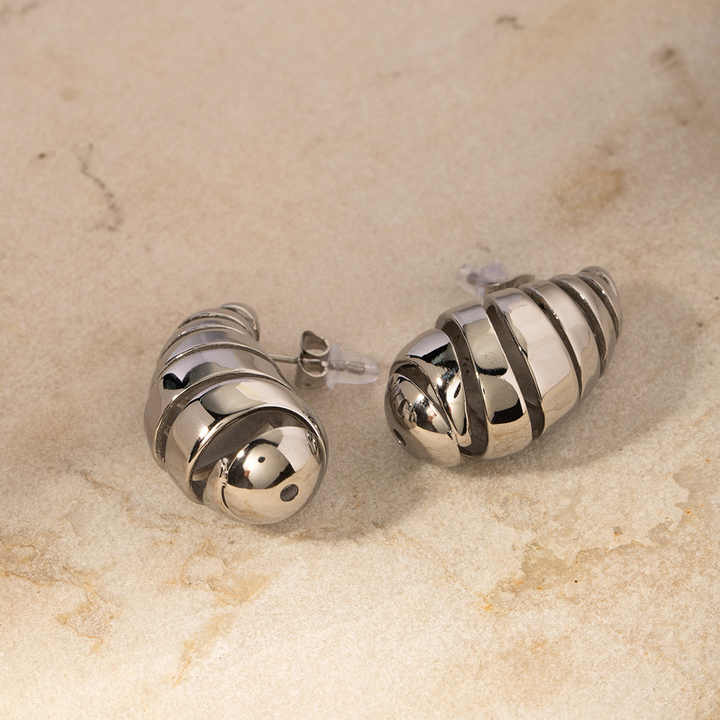 Silver Teardrop Stud Earring - Image 5