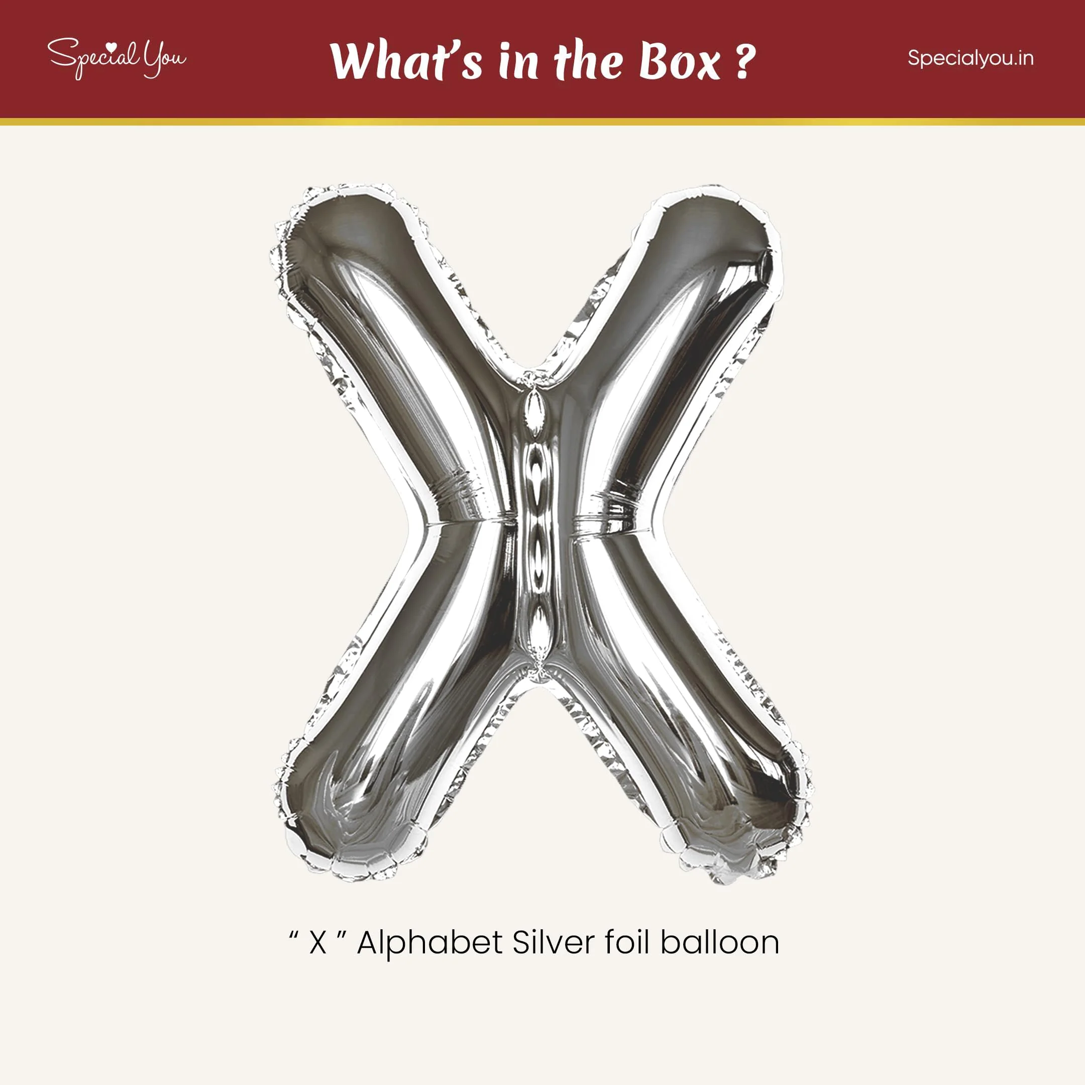 Silver X Letter Foil Balloon - Image 3