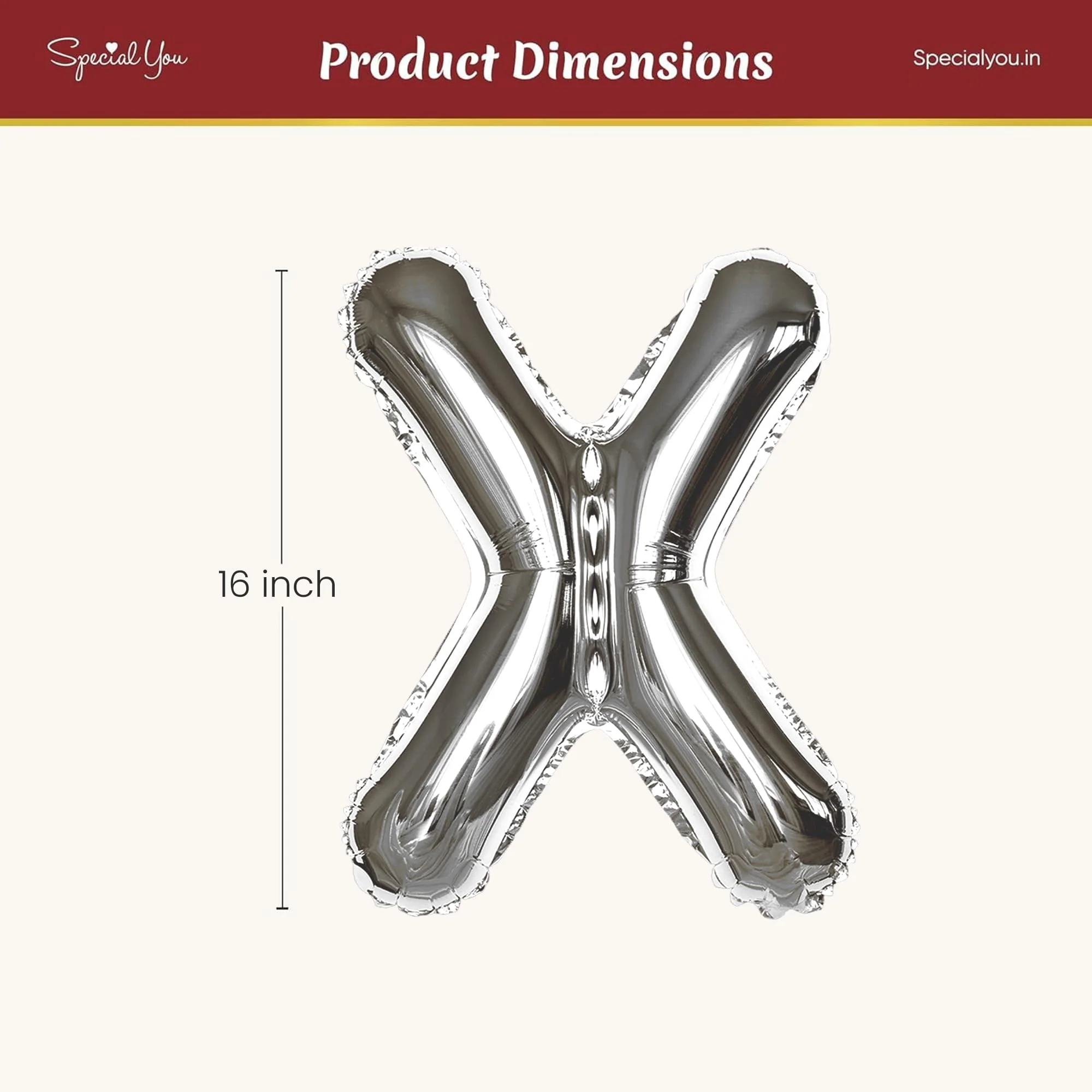 Silver X Letter Foil Balloon - Image 4